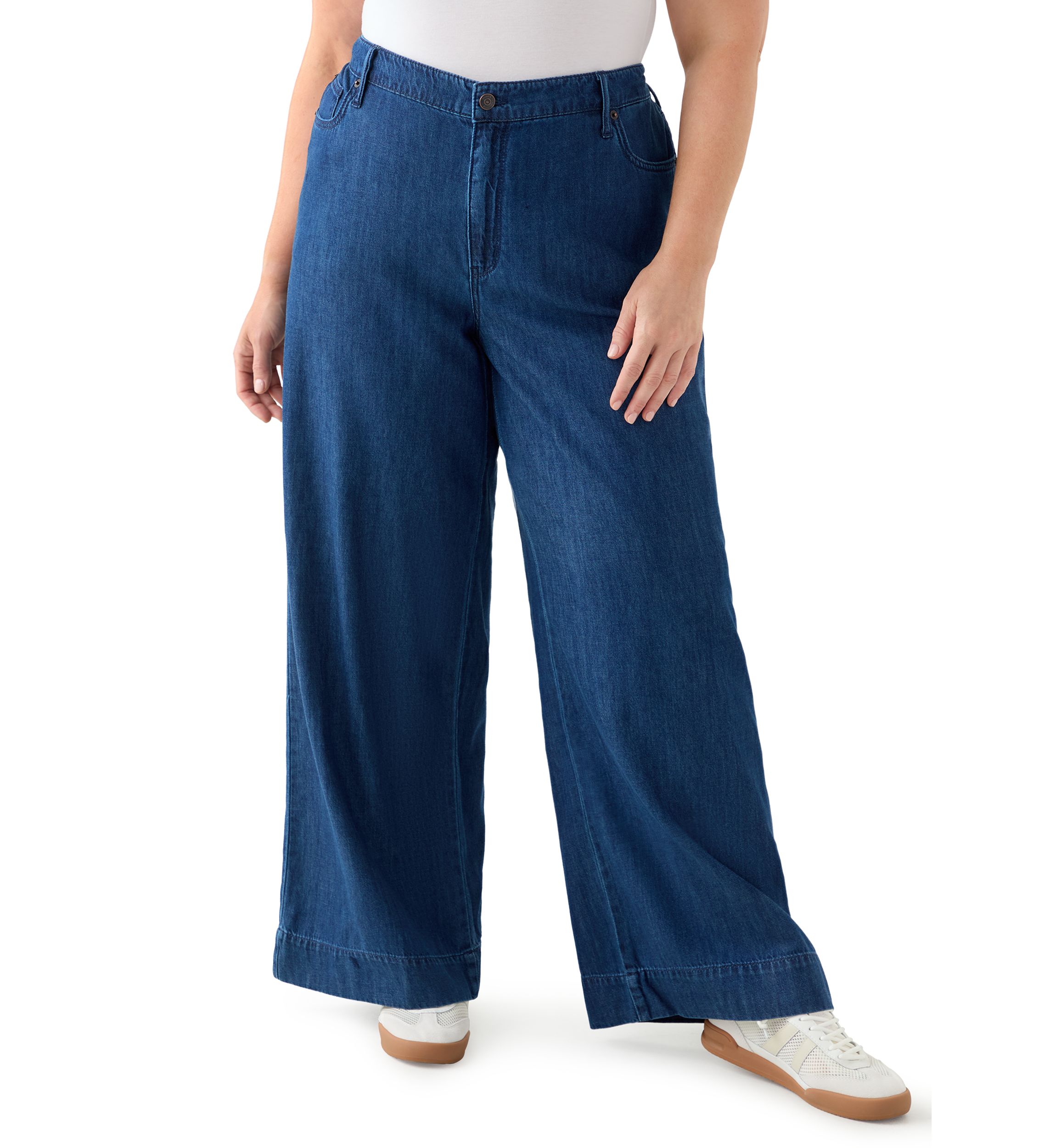 Plus Size Wide Leg Soft Denim Pants