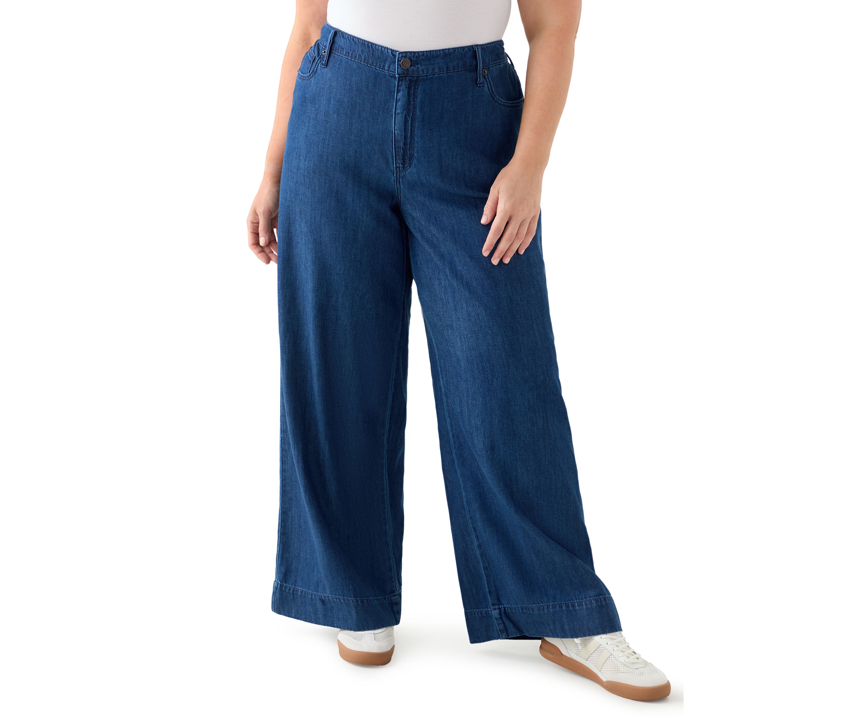 Plus Size Wide Leg Soft Denim Pants