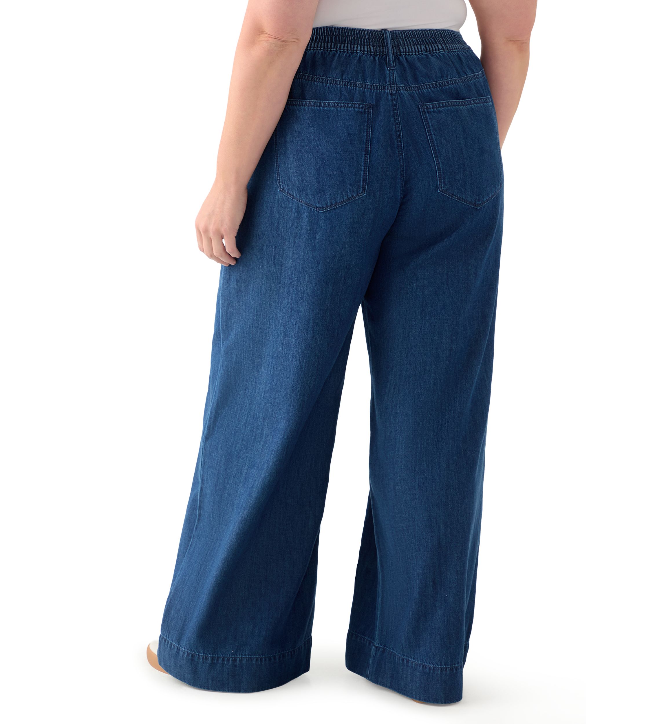 Plus Size Wide Leg Soft Denim Pants