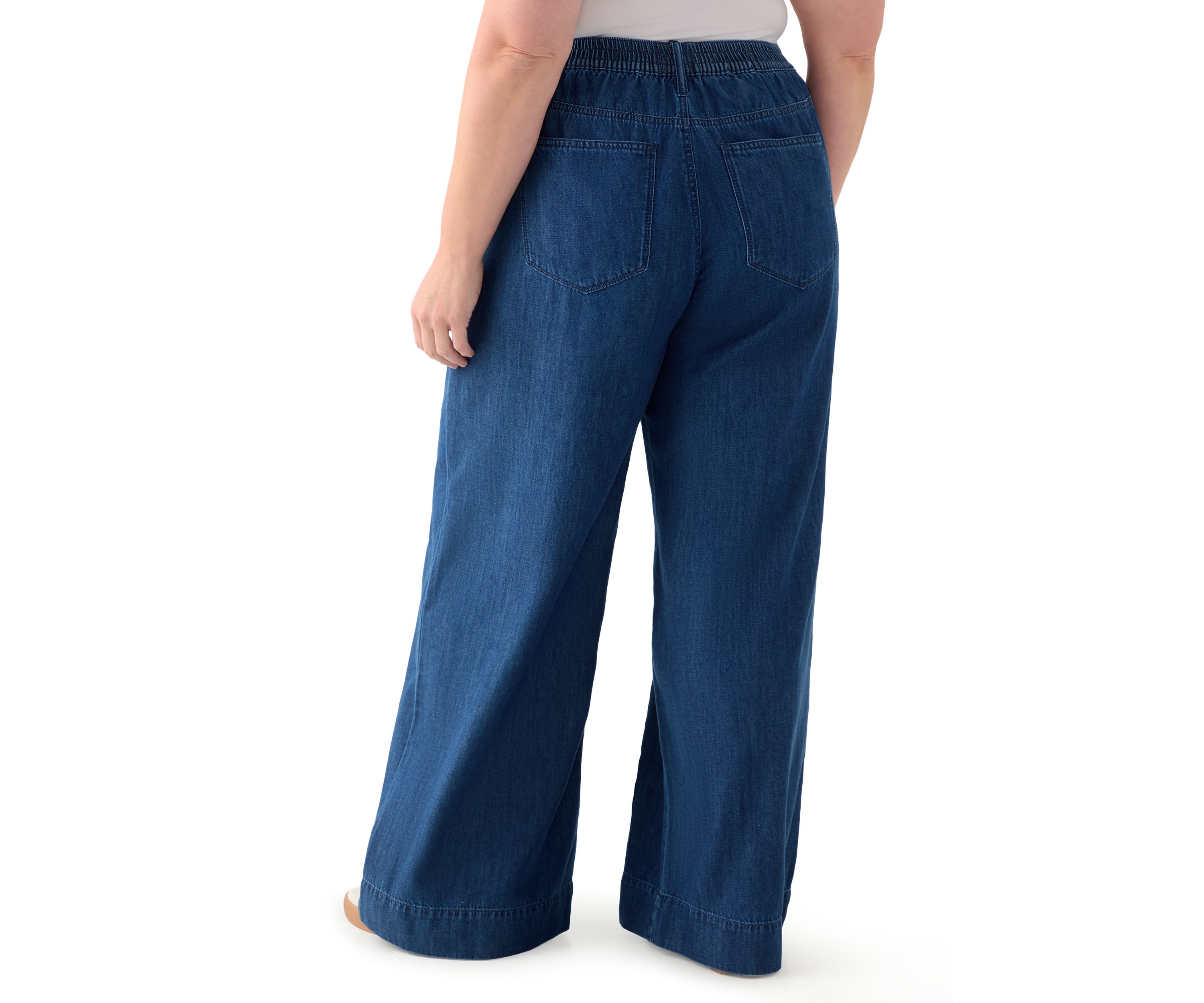Plus Size Wide Leg Soft Denim Pants