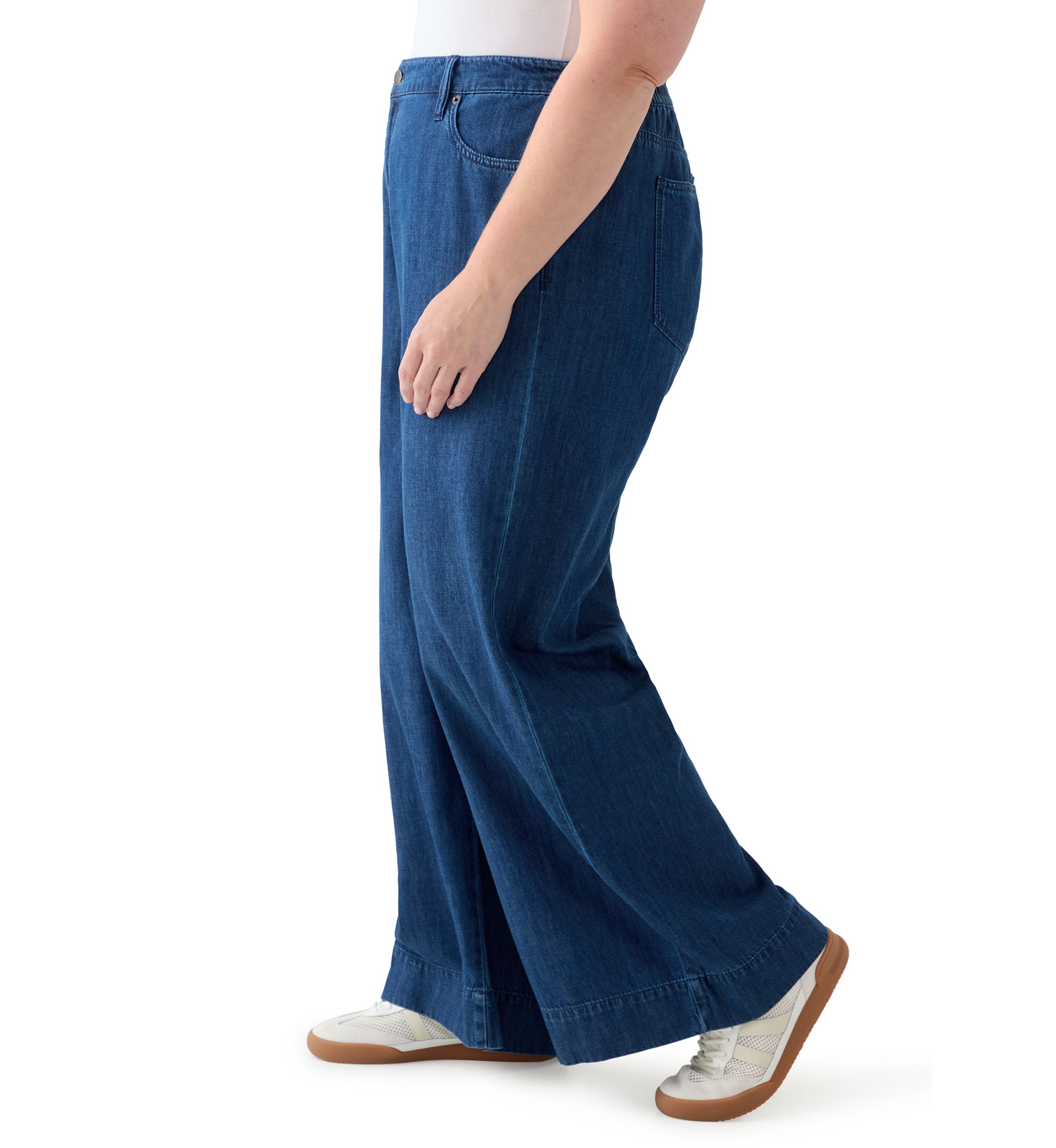 Plus Size Wide Leg Soft Denim Pants