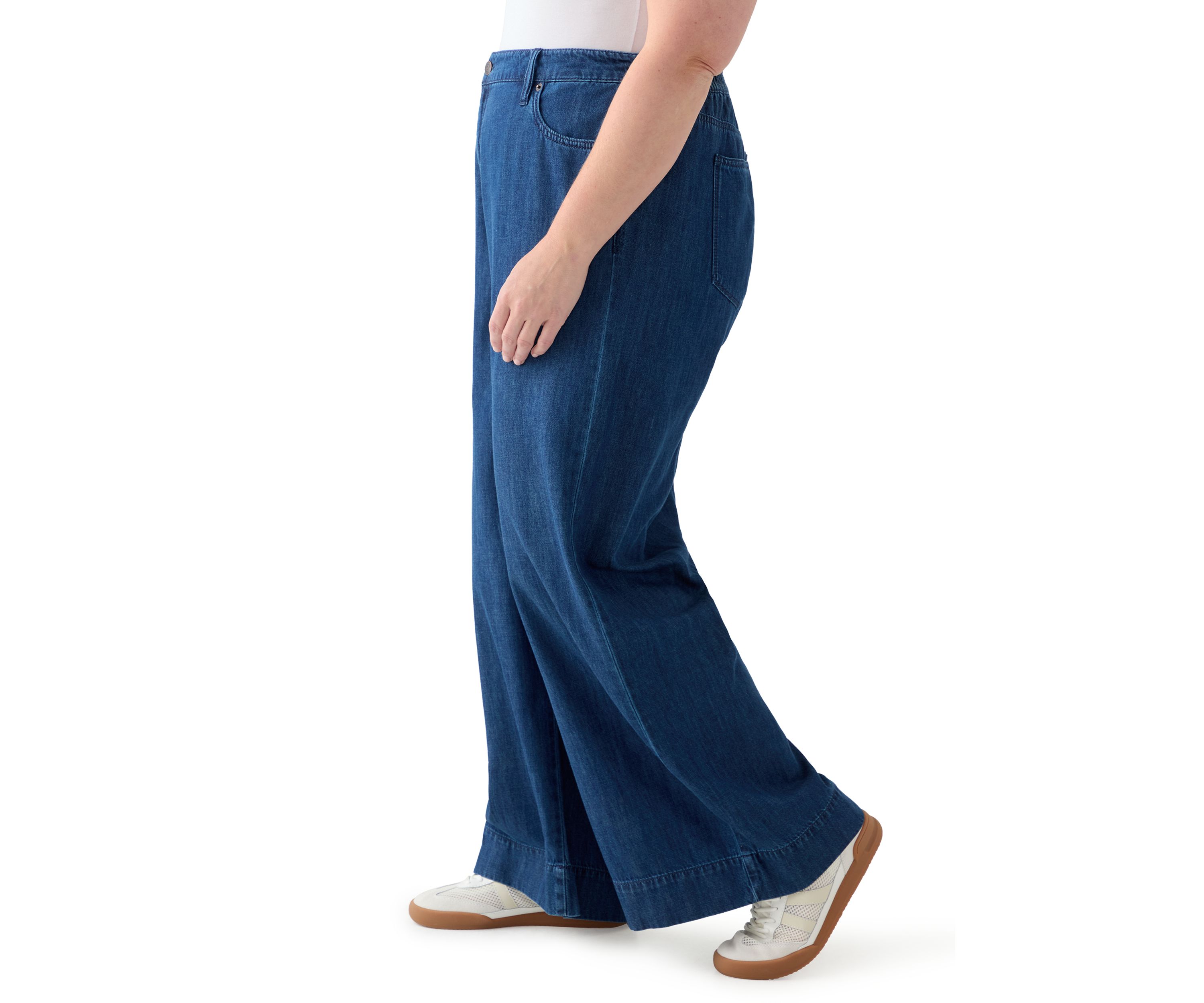 Plus Size Wide Leg Soft Denim Pants