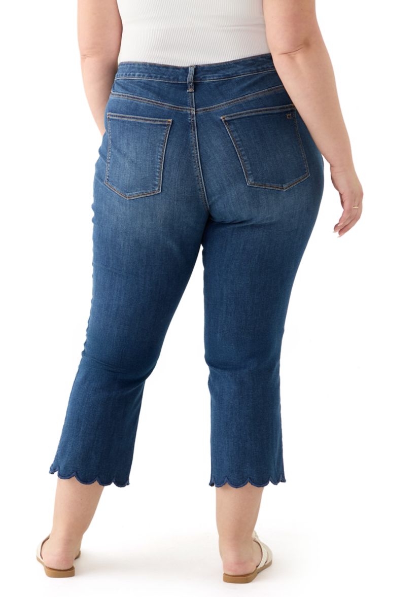 Plus Size Scallop Kick Flare Jeans