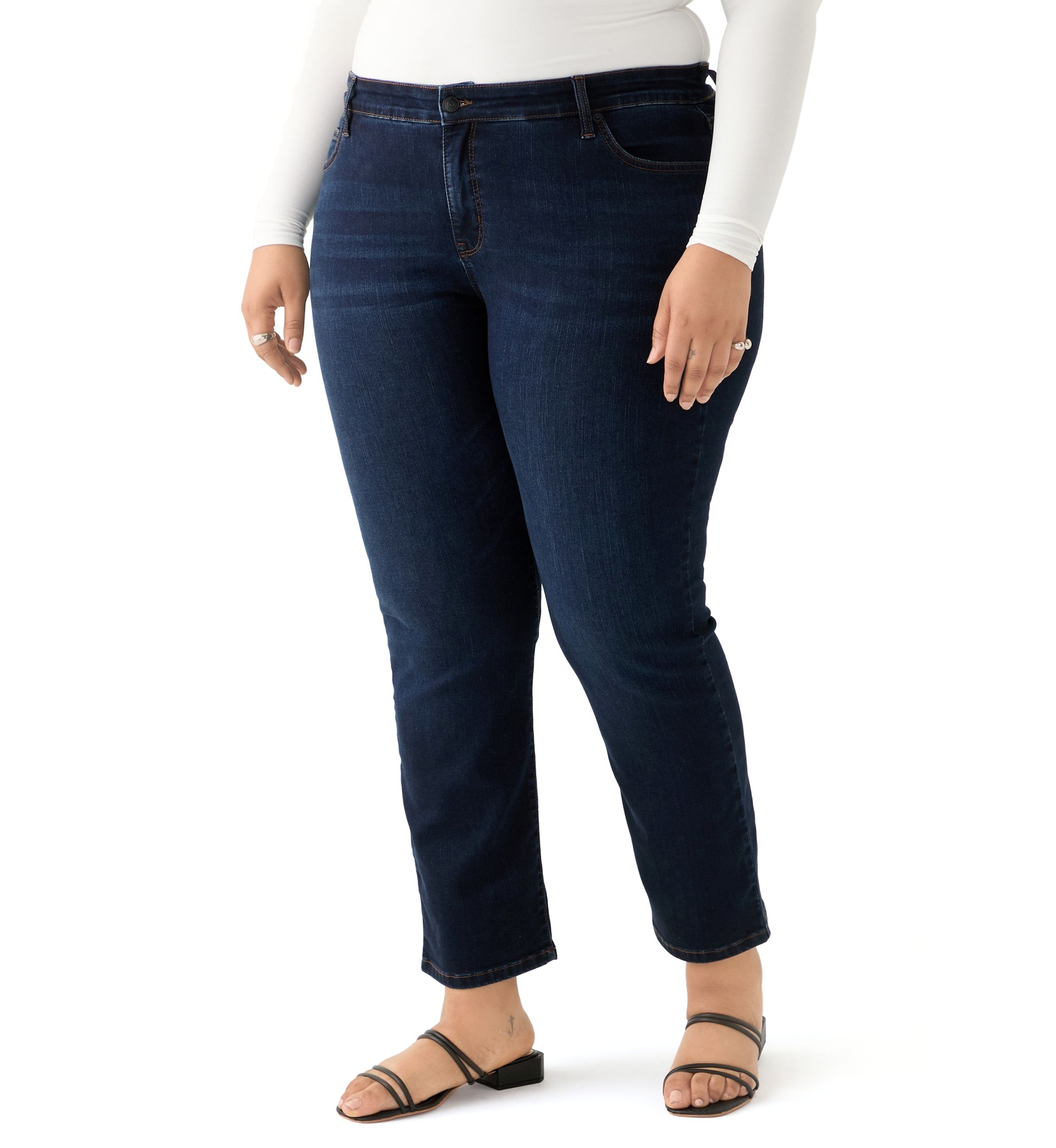 Plus Size Mid Rise Straight Jeans