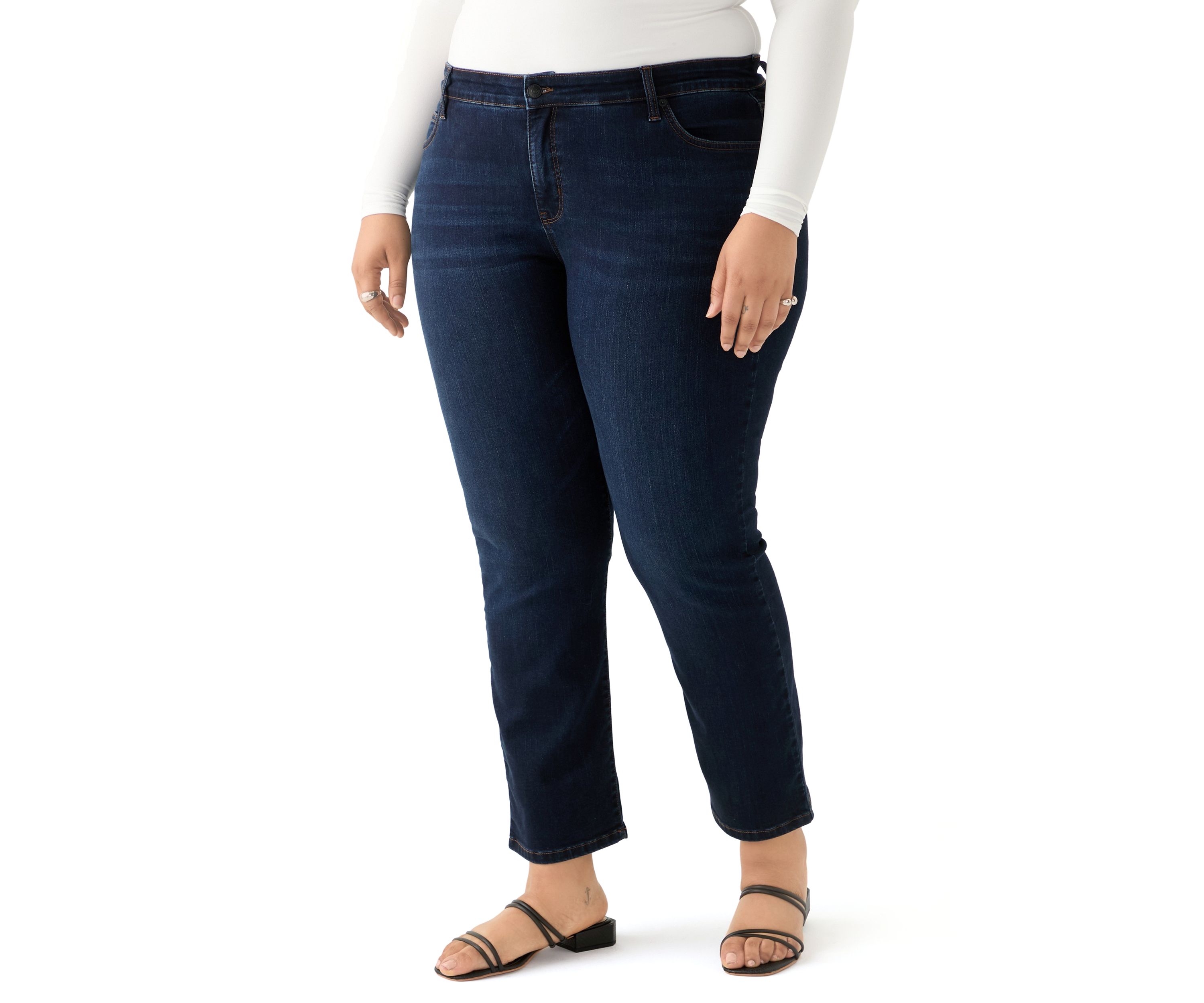 Plus Size Mid Rise Straight Jeans