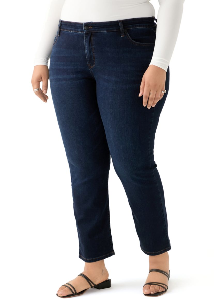 Plus Size Mid Rise Straight Jeans