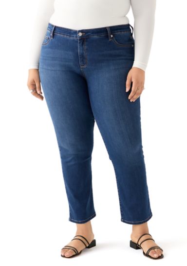 Plus Size Mid Rise Straight Jeans