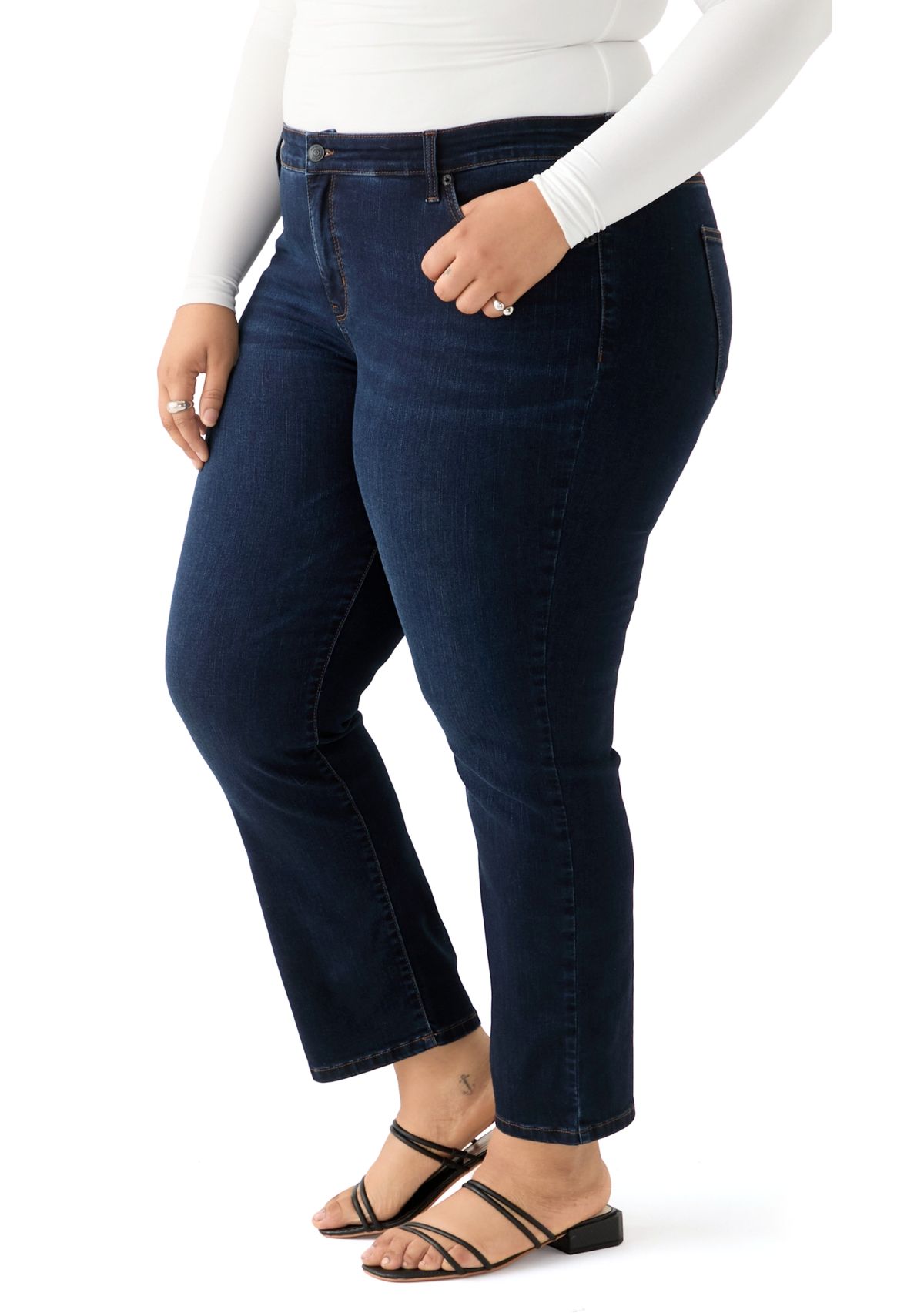 Crown & Ivy™ Plus Size Mid Rise Straight Jeans | Belk