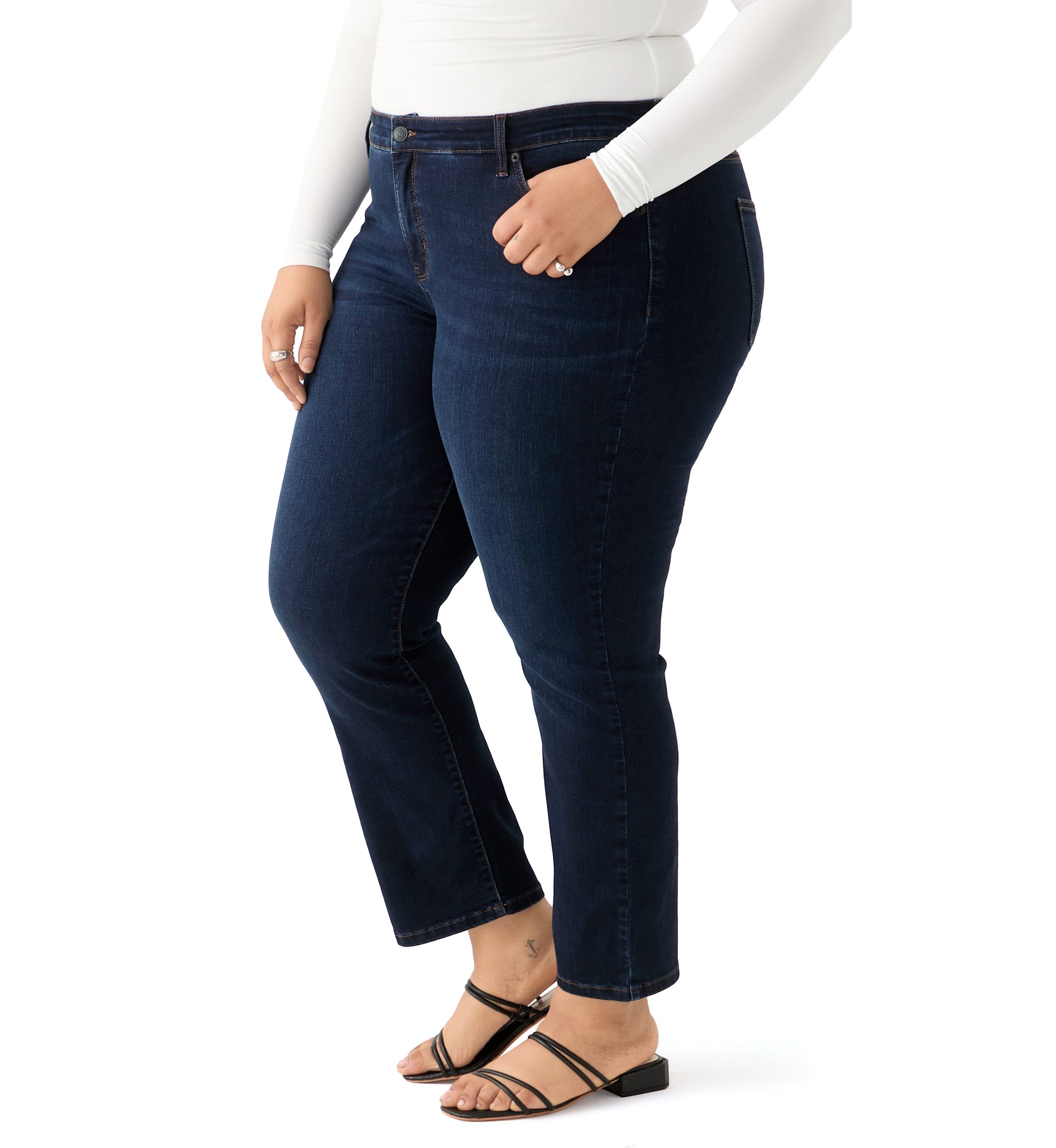 Plus Size Mid Rise Straight Jeans
