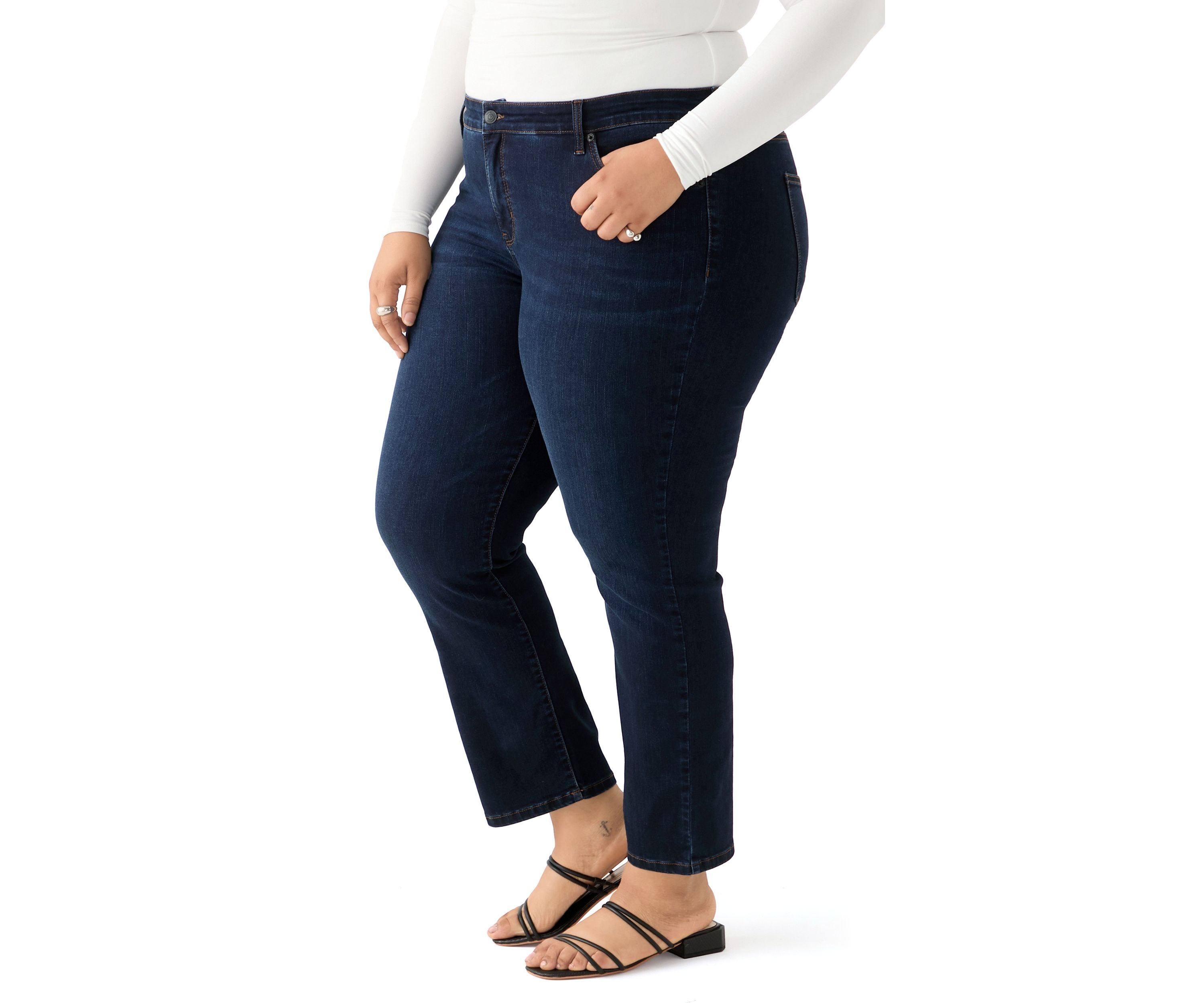 Plus Size Mid Rise Straight Jeans
