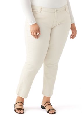 Crown & Ivy Women's Plus Size Mid Rise Straight Jeans, 24W