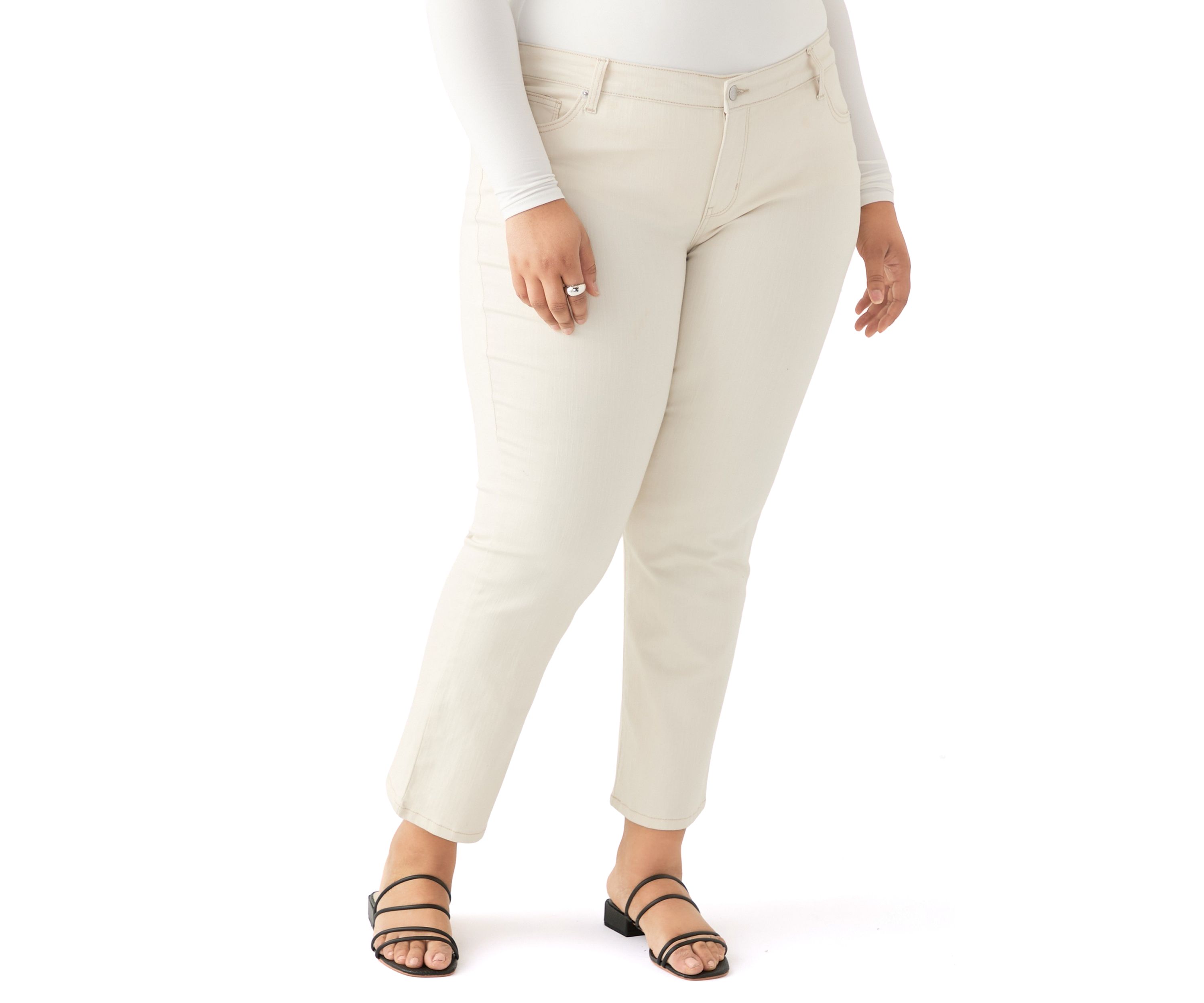 Plus Size Mid Rise Straight Jeans