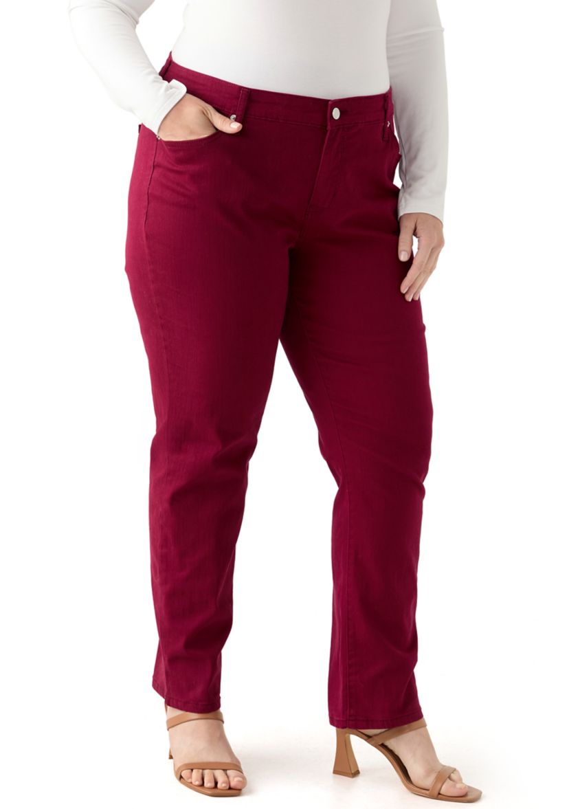 Plus Size Mid Rise Straight Jeans
