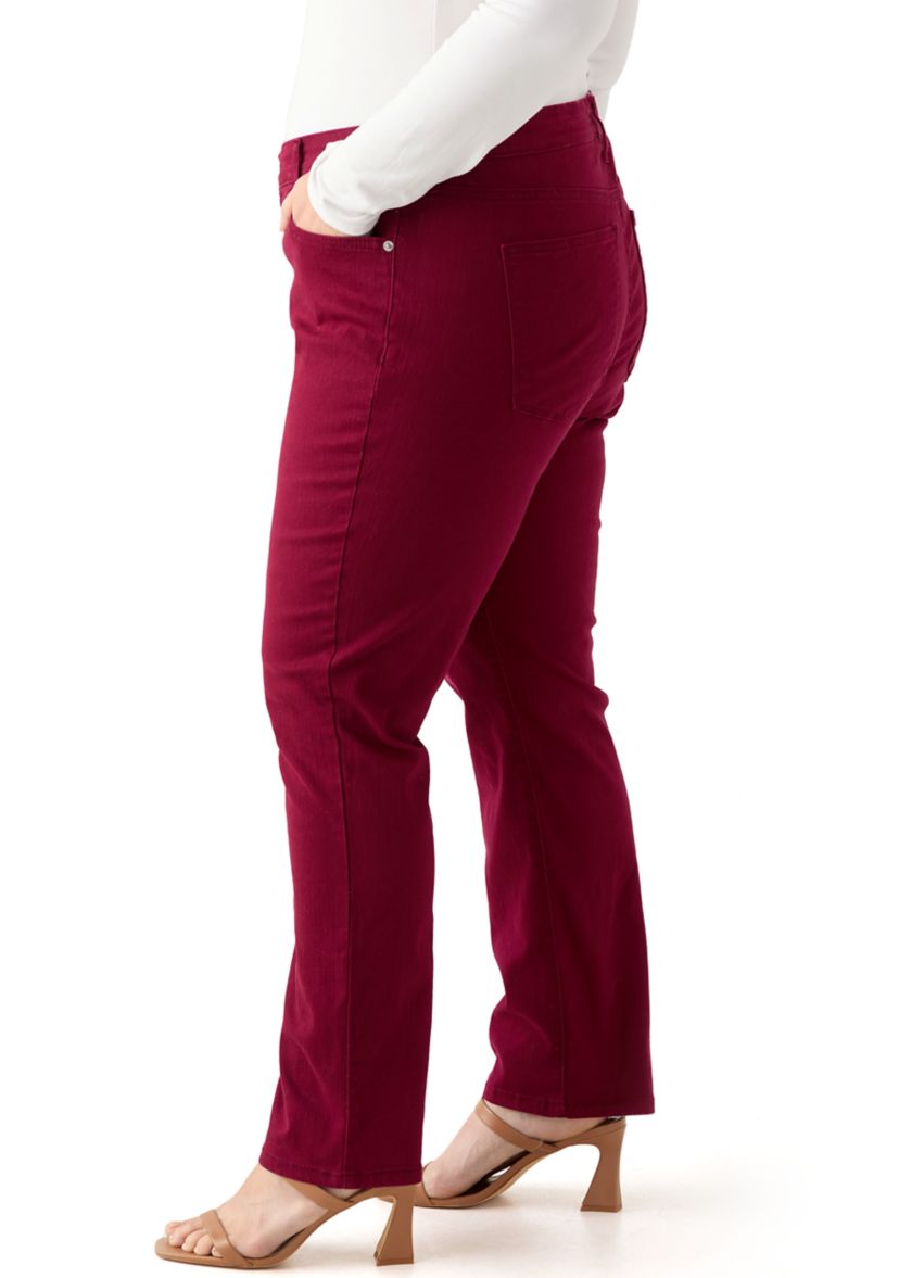 Plus Size Mid Rise Straight Jeans