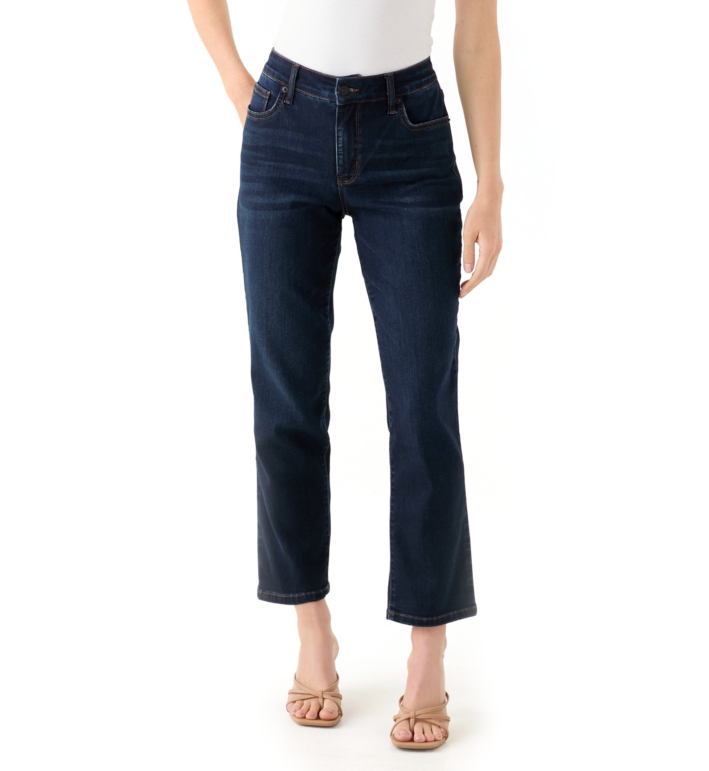 Petite Mid Rise Straight Jeans 