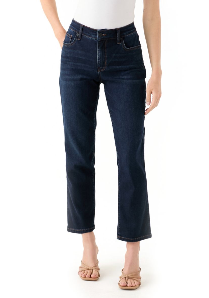 Petite Mid Rise Straight Jeans 