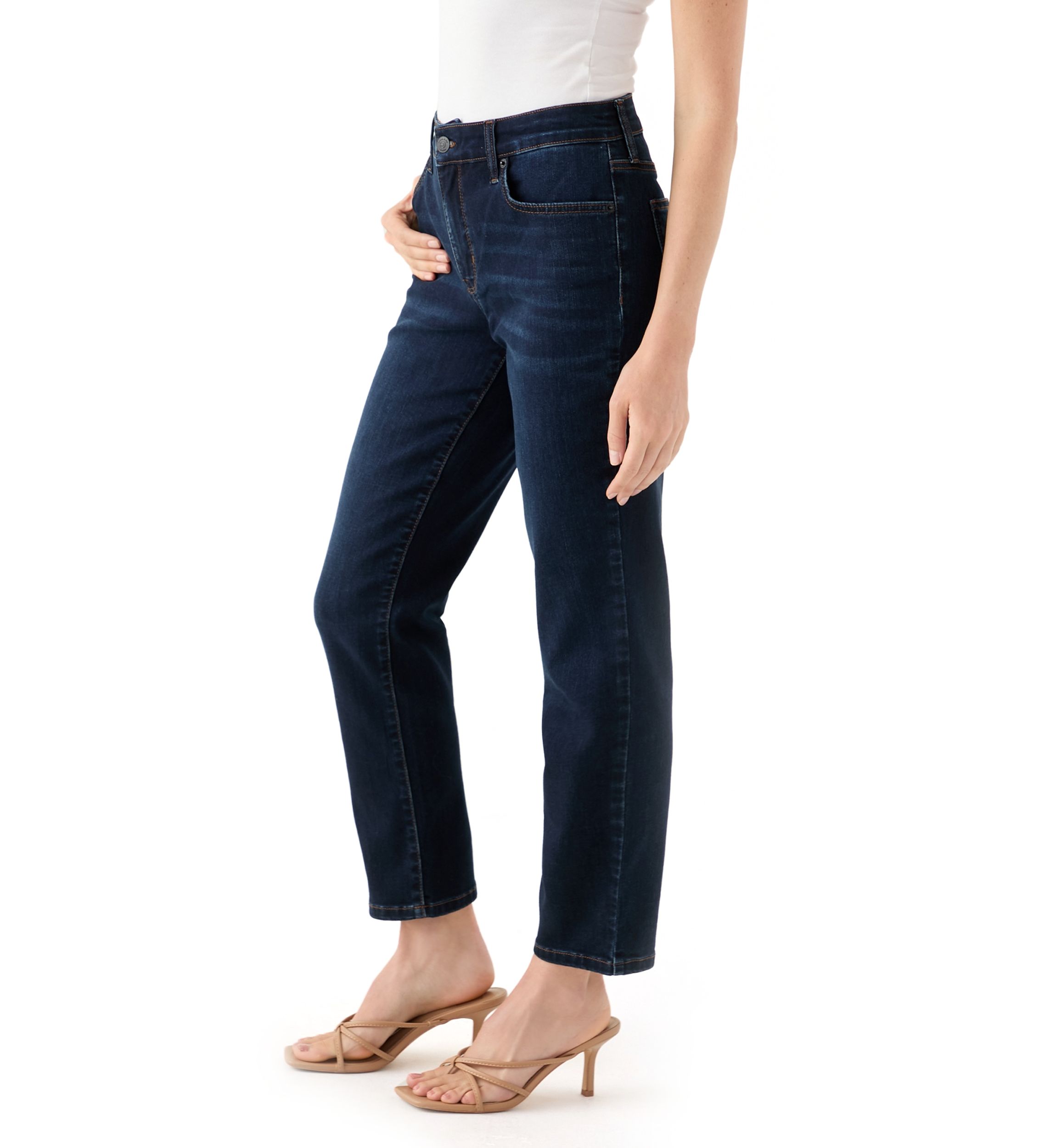 Petite Mid Rise Straight Jeans 