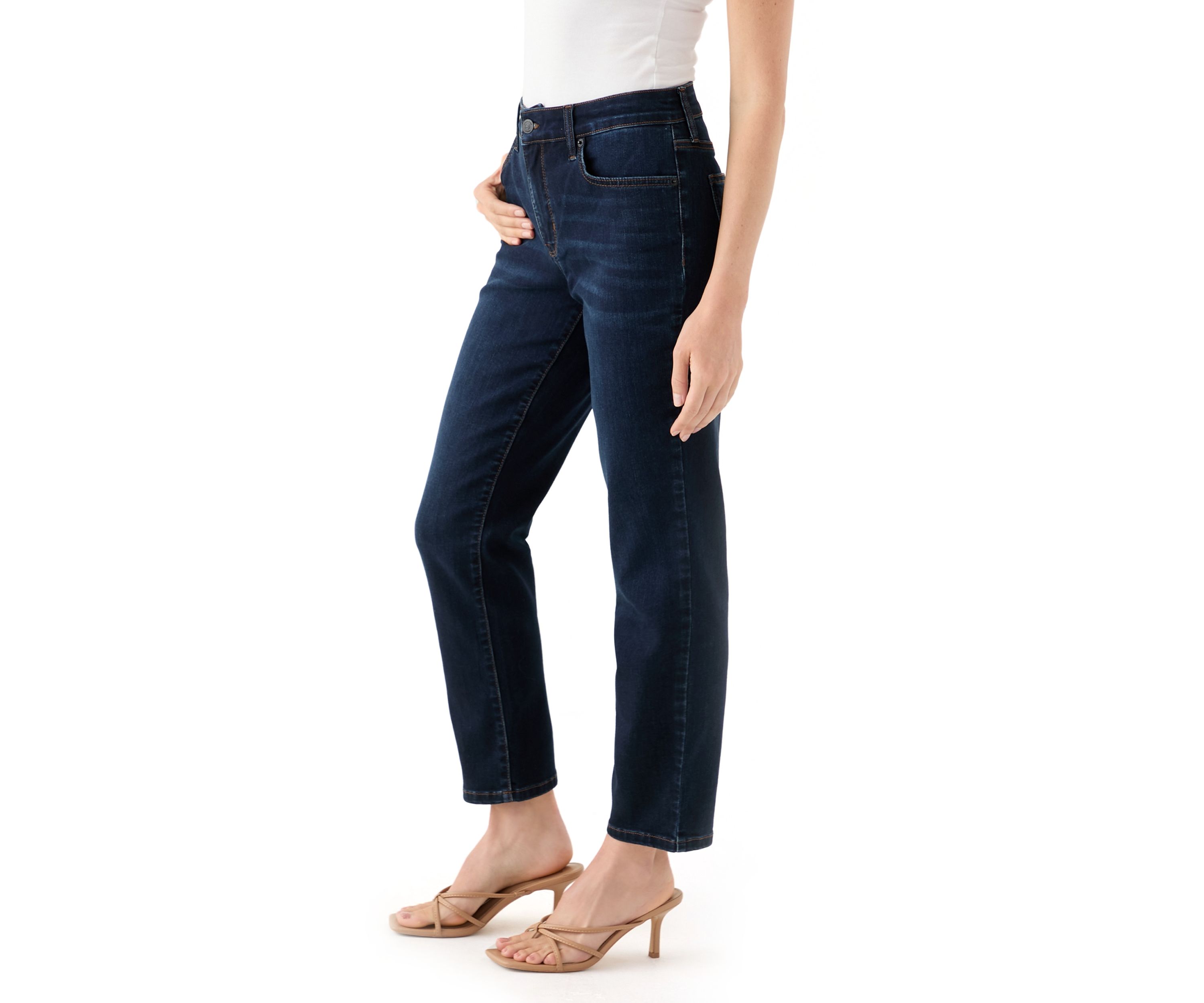 Petite Mid Rise Straight Jeans 