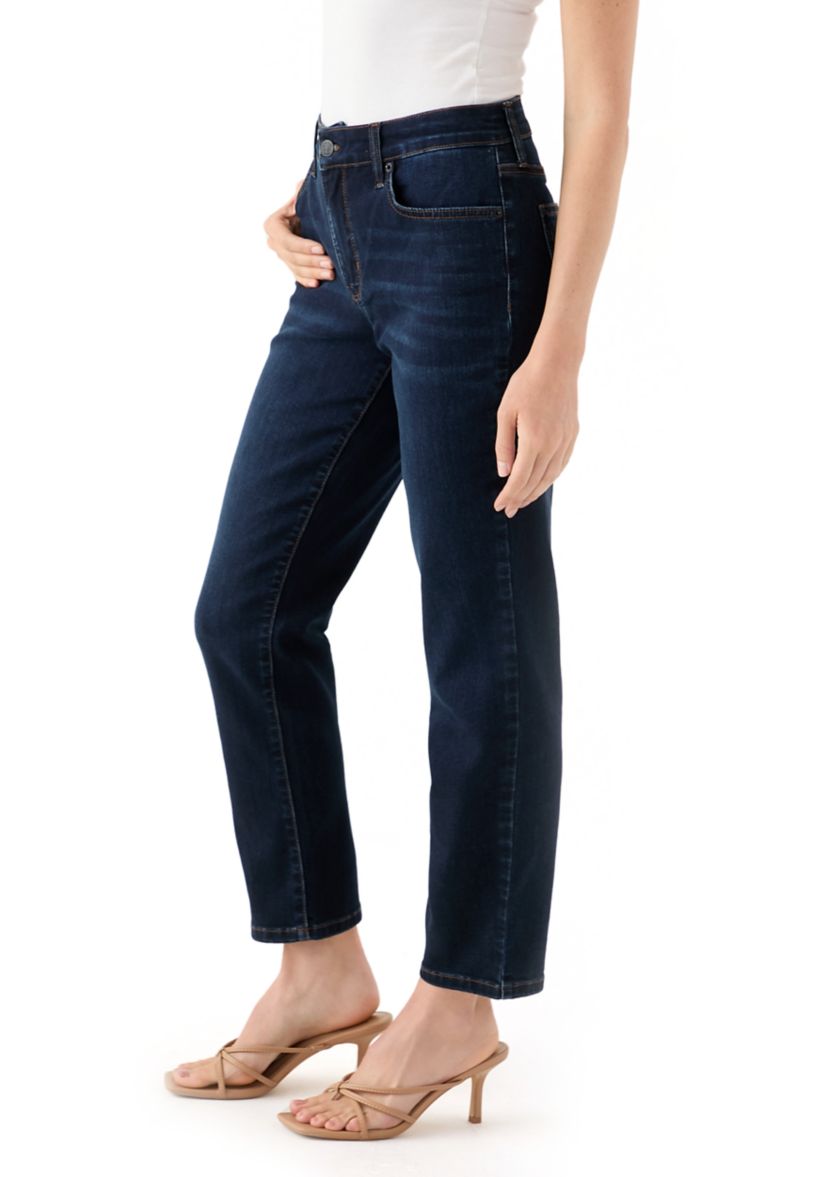 Petite Mid Rise Straight Jeans 