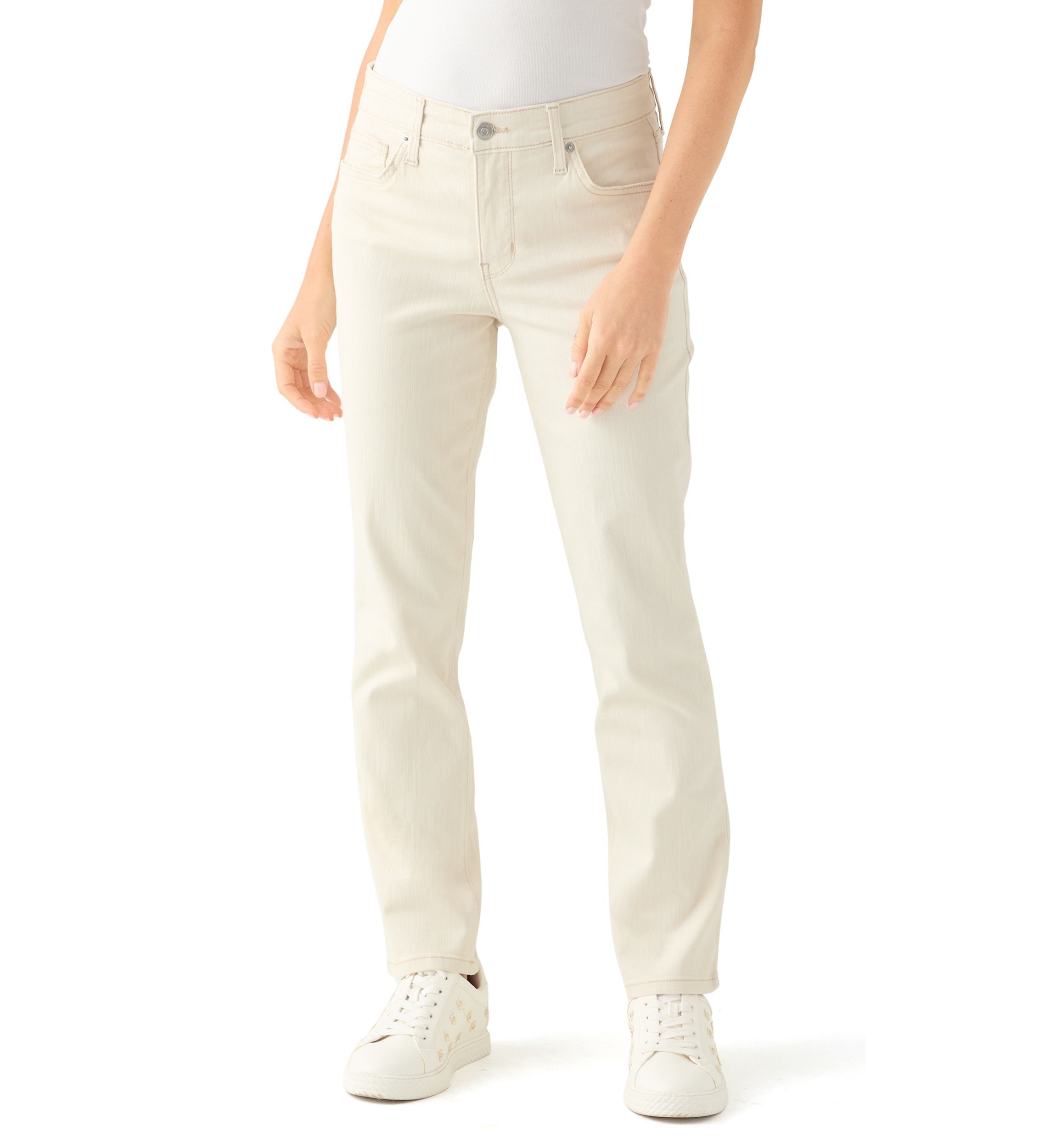 Petite Mid Rise Straight Jeans