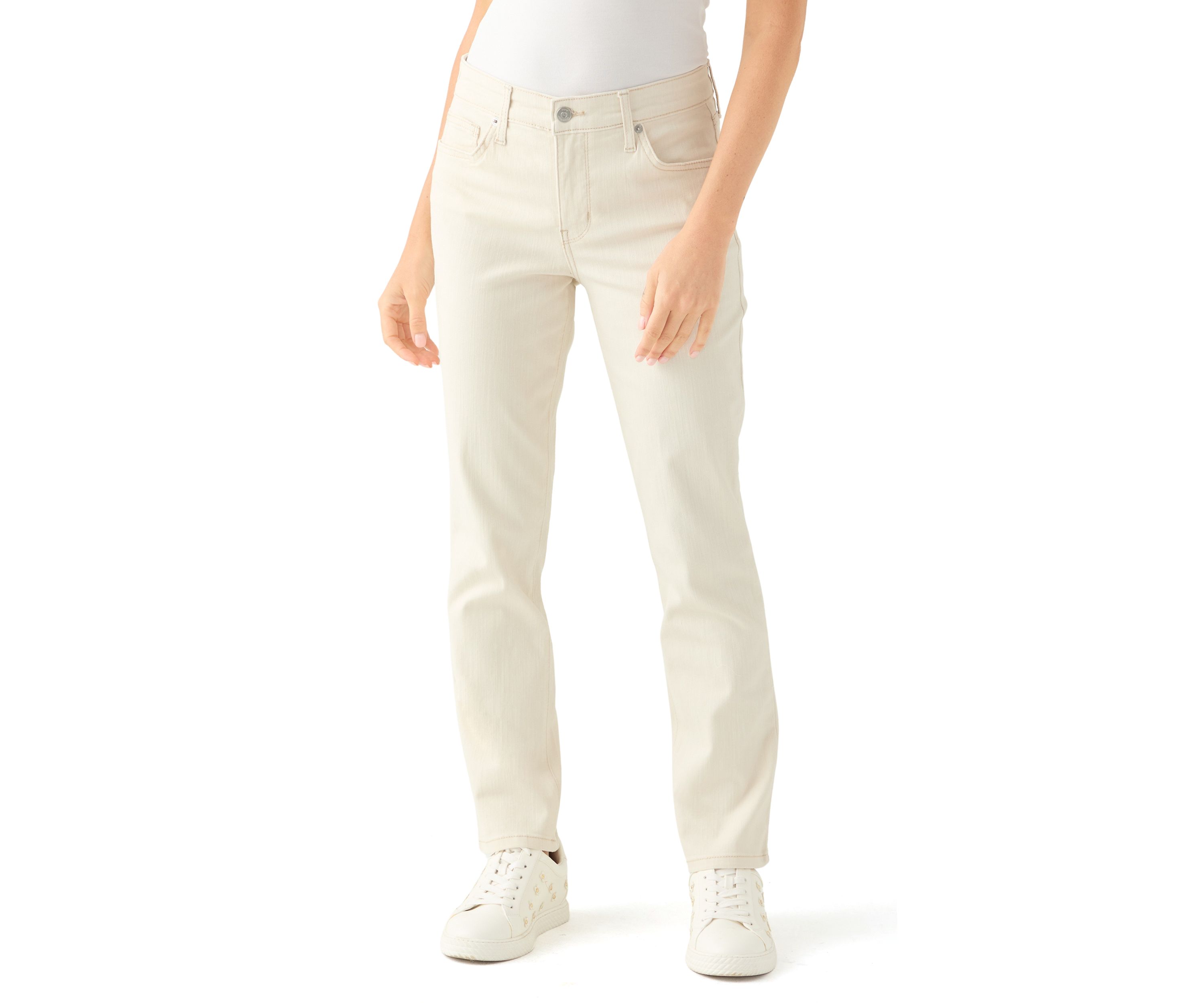 Petite Mid Rise Straight Jeans