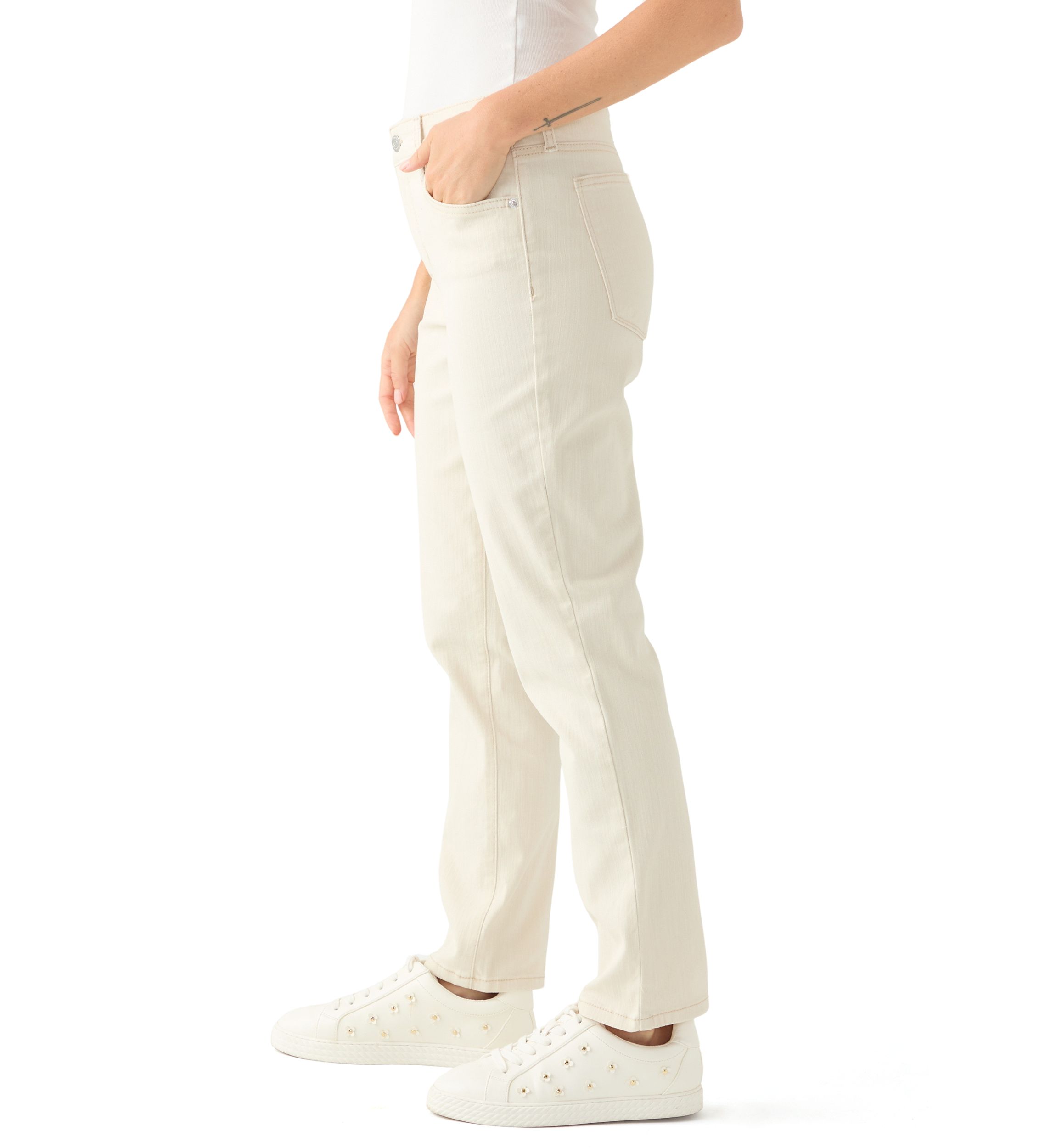 Petite Mid Rise Straight Jeans