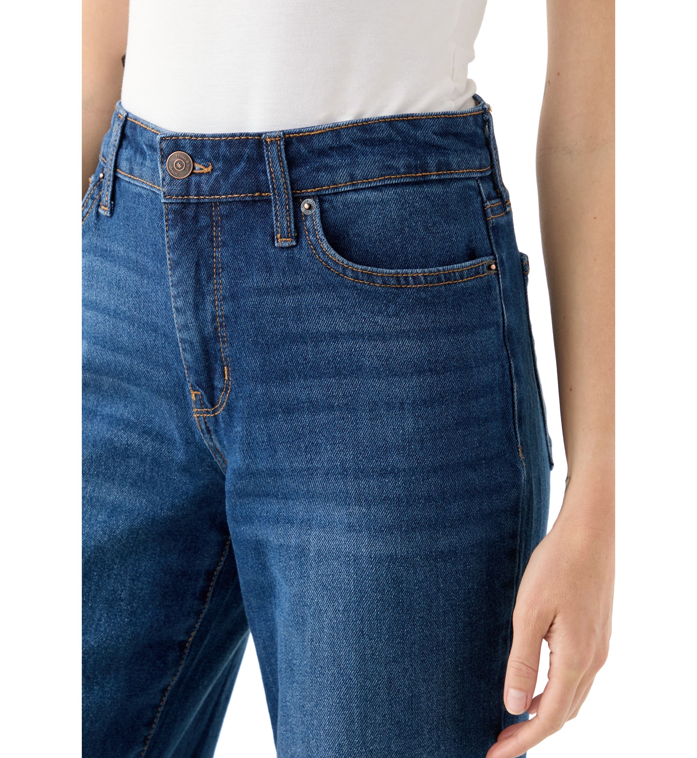 Petite Rolled Wide Leg Jeans 