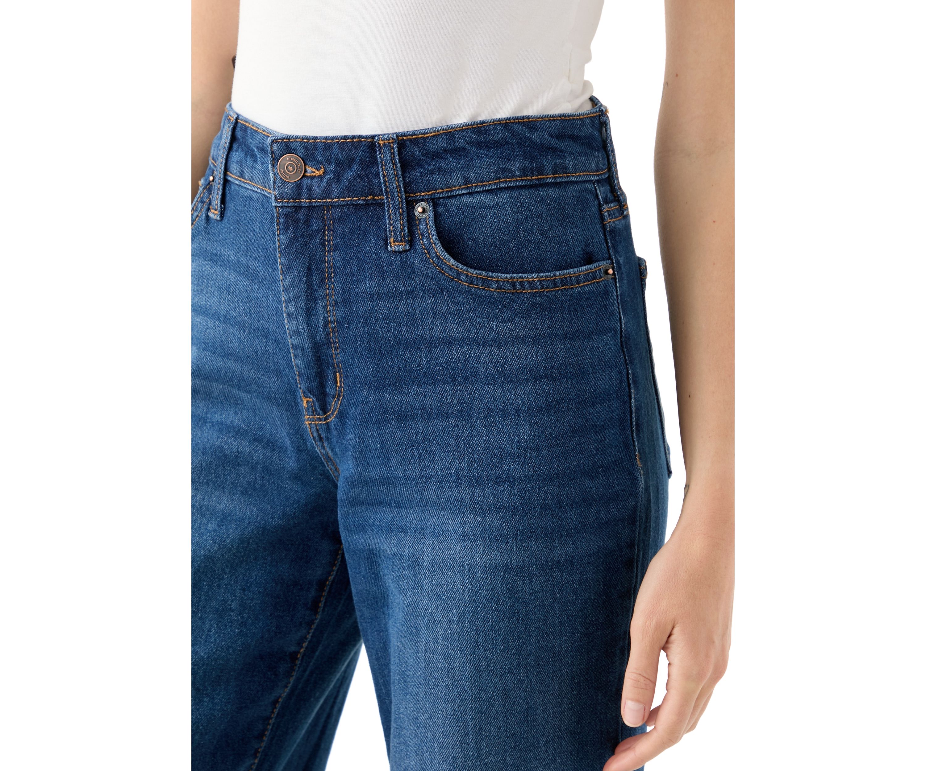 Petite Rolled Wide Leg Jeans 