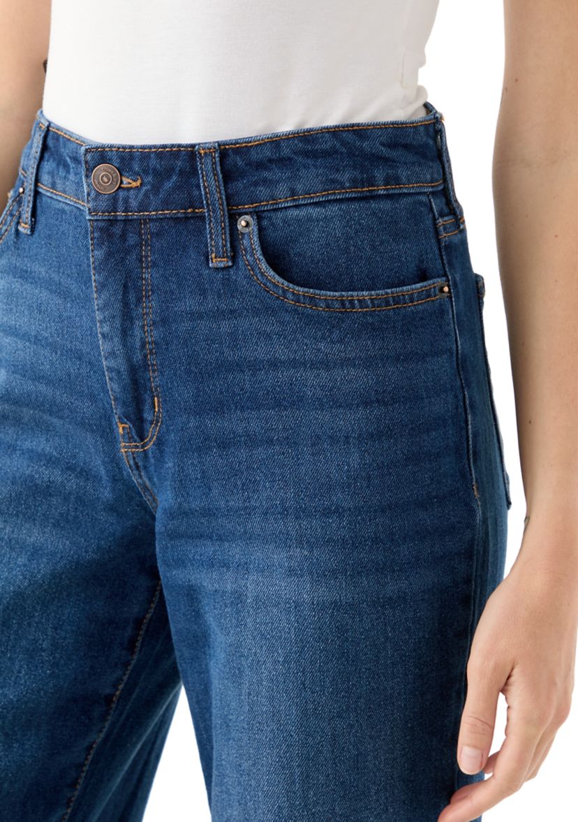Petite Rolled Wide Leg Jeans 