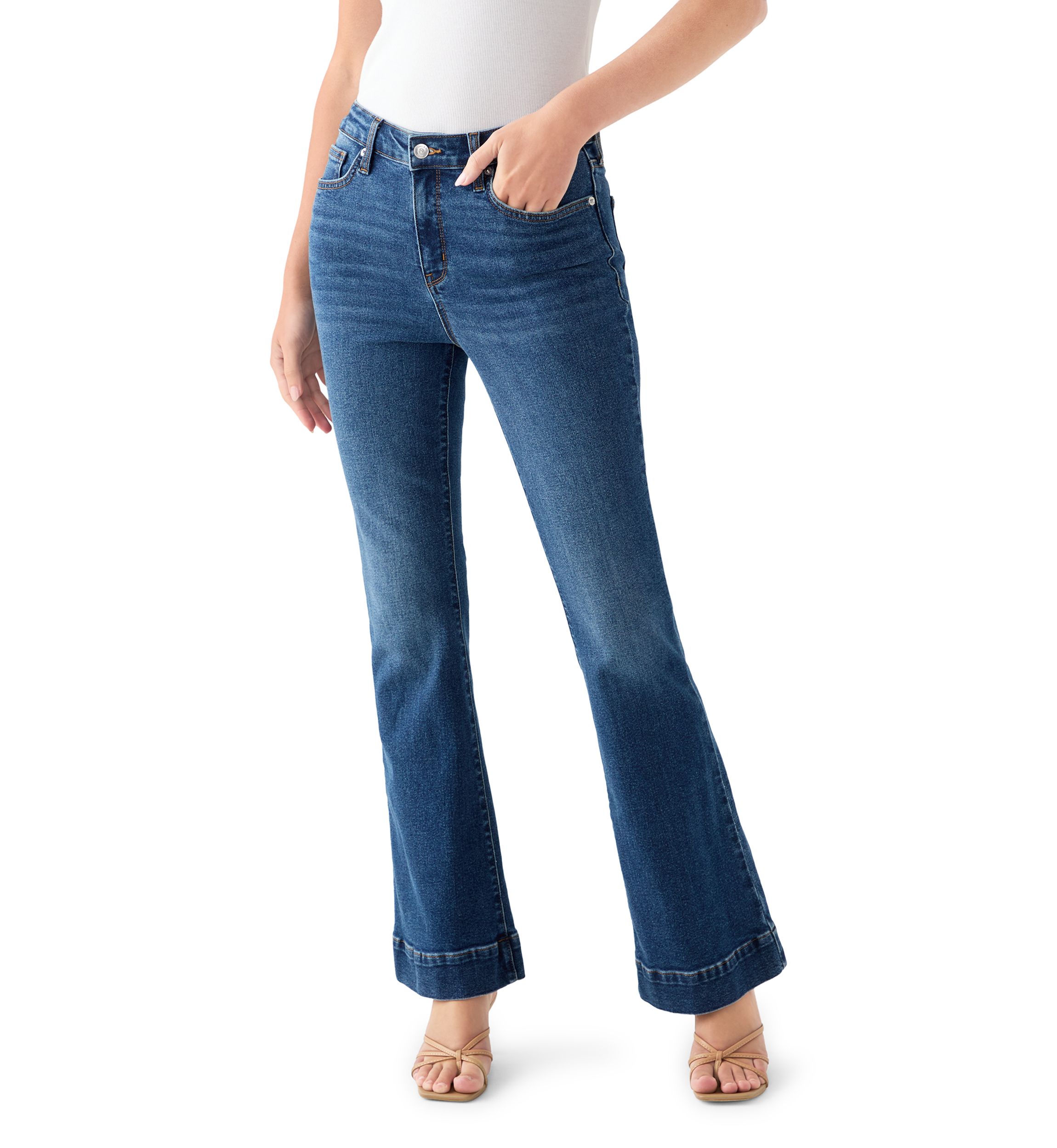 Womens High Rise Flare Jeans