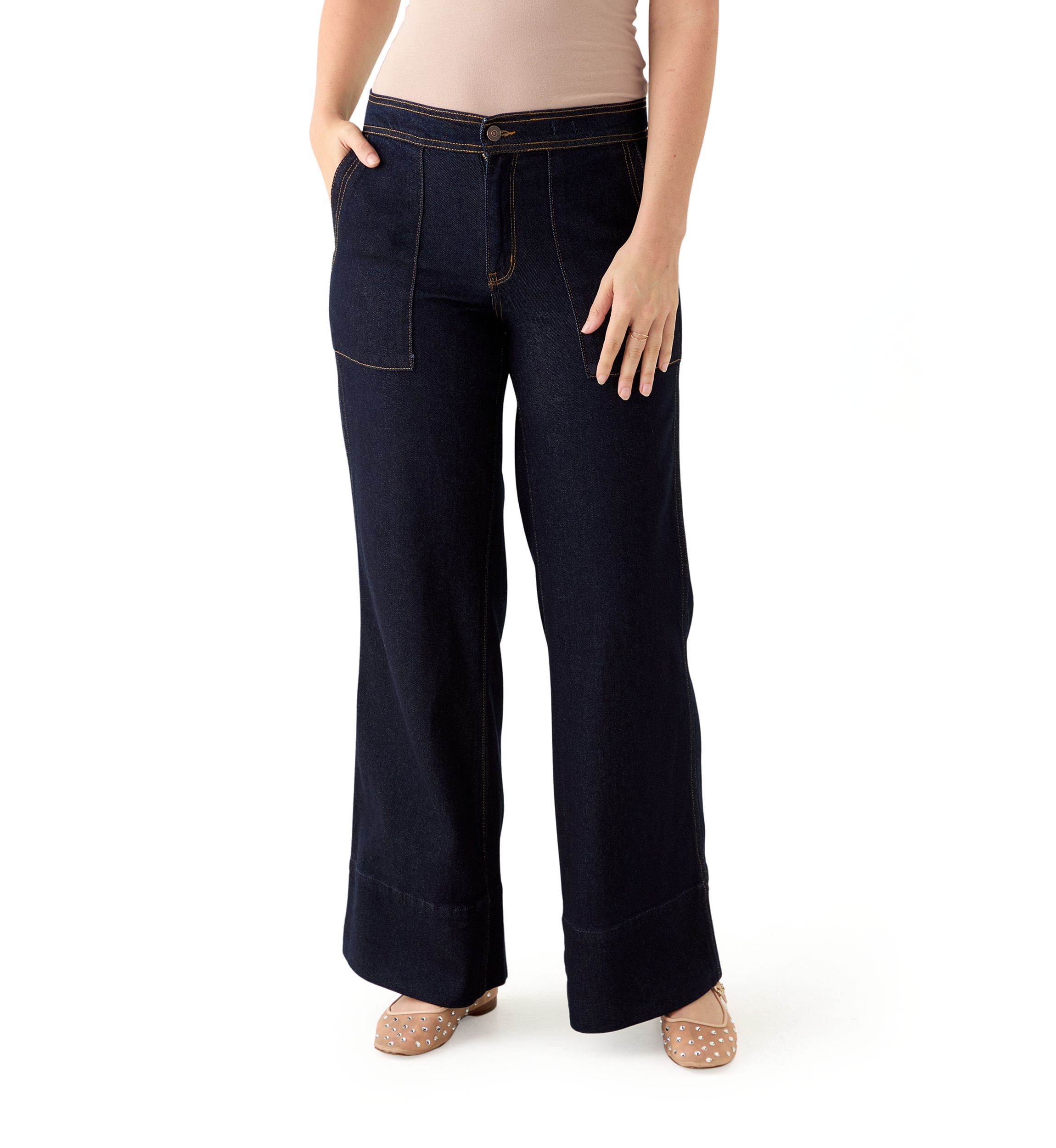 Womens High Rise Wide Leg Pants