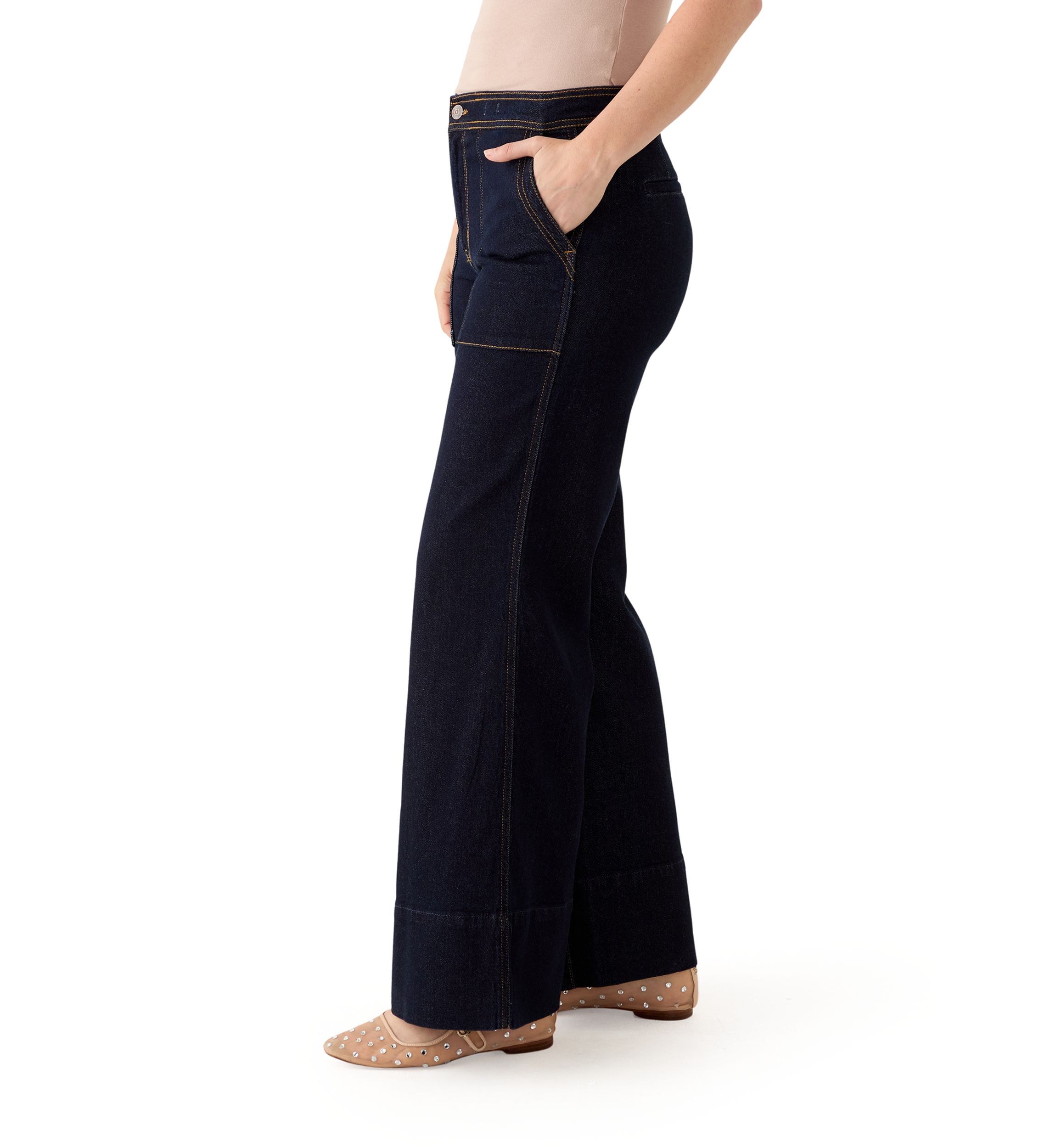 Womens High Rise Wide Leg Pants