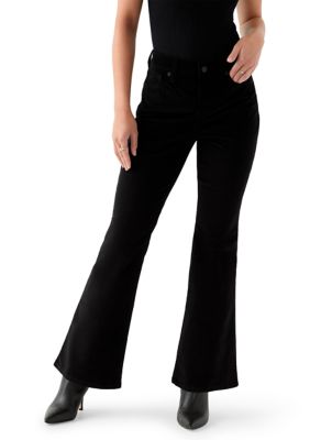Crown & Ivy Women's Petite Corded Flare Pants, Black, 8P