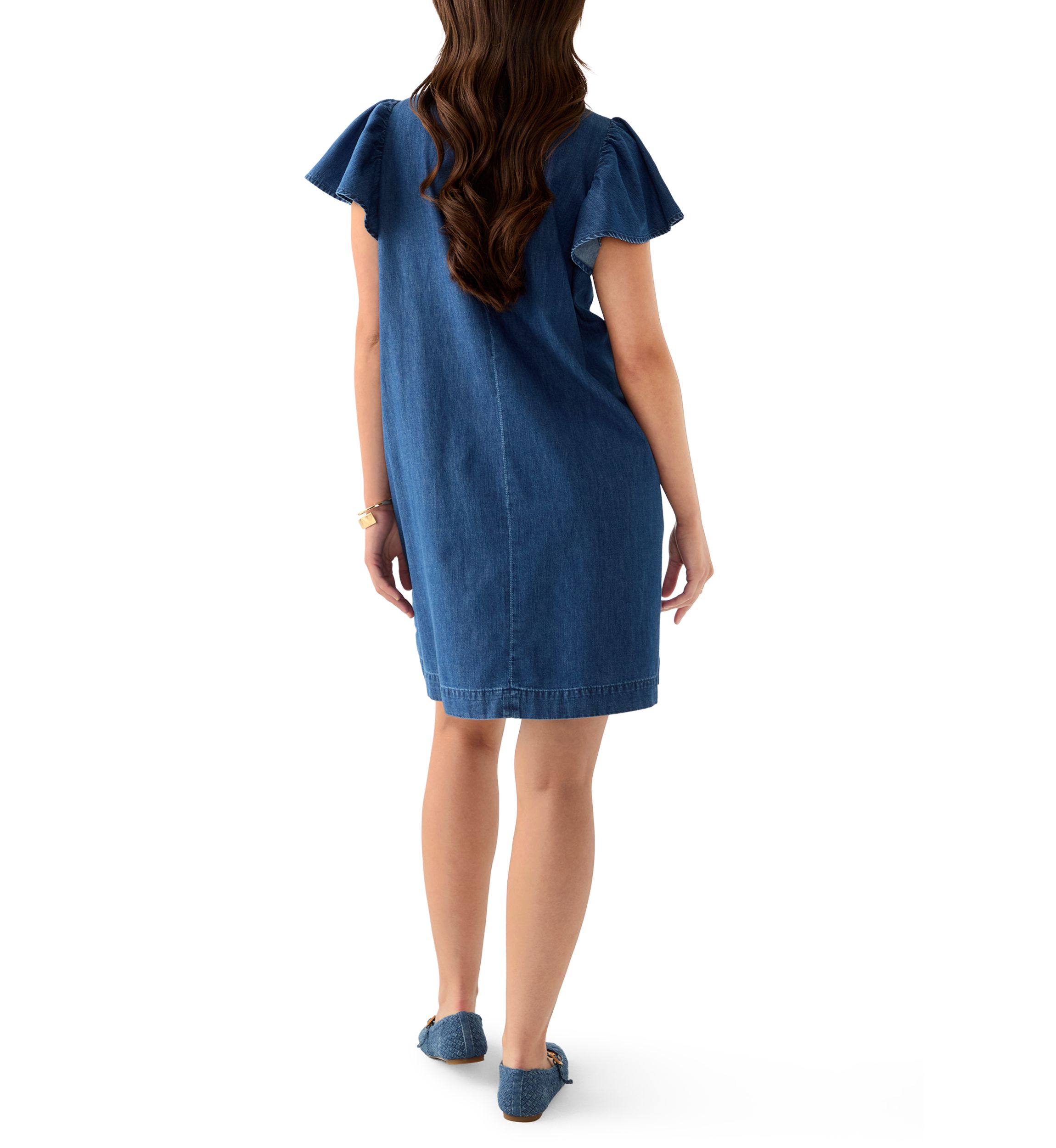 Petite Short Sleeve Denim Dress