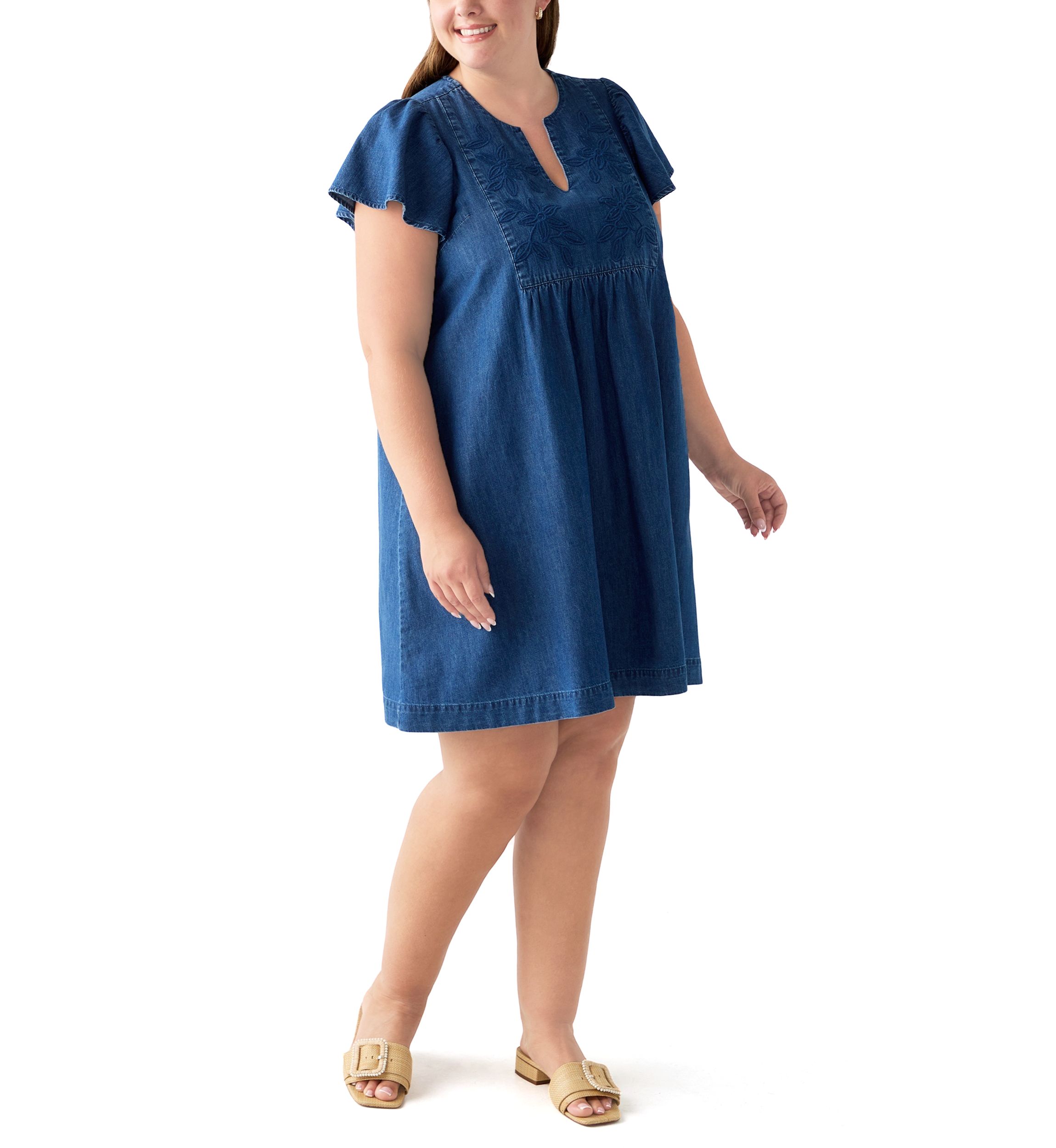 Plus Size Short Sleeve Denim Dress