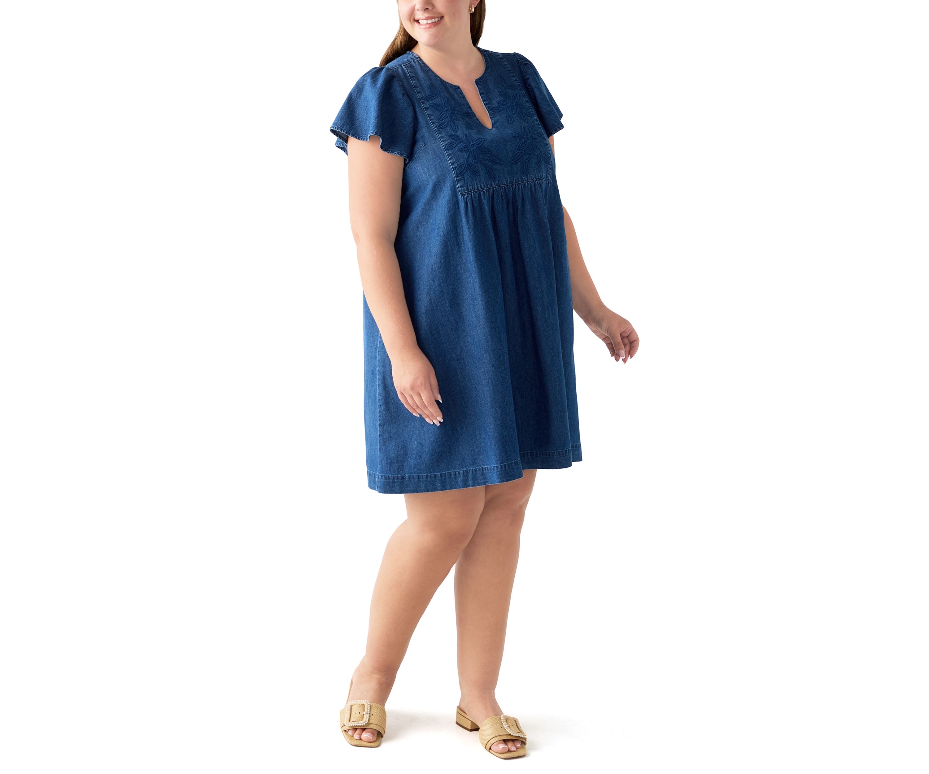 Plus Size Short Sleeve Denim Dress