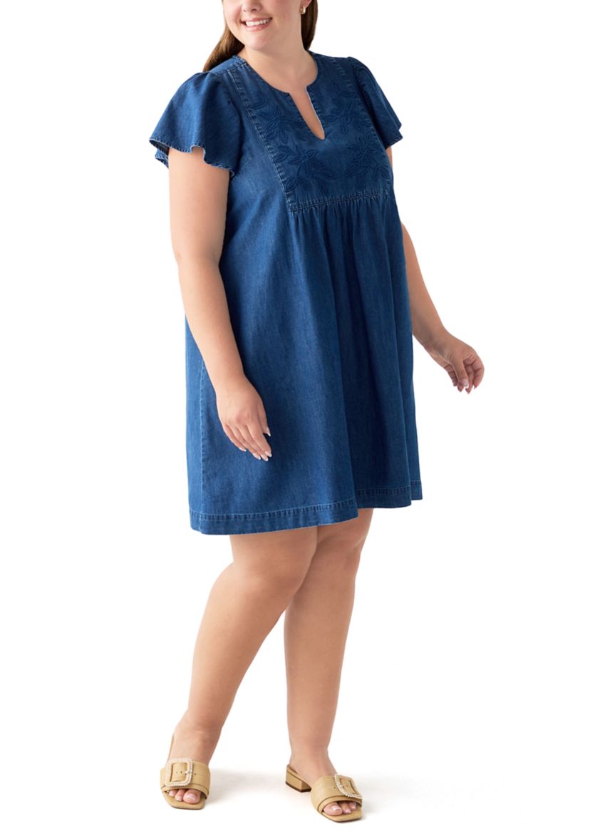 Plus Size Short Sleeve Denim Dress