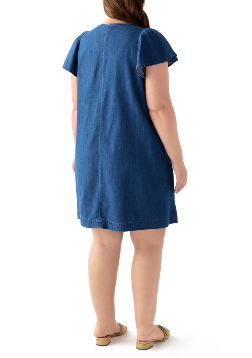 Plus Size Short Sleeve Denim Dress