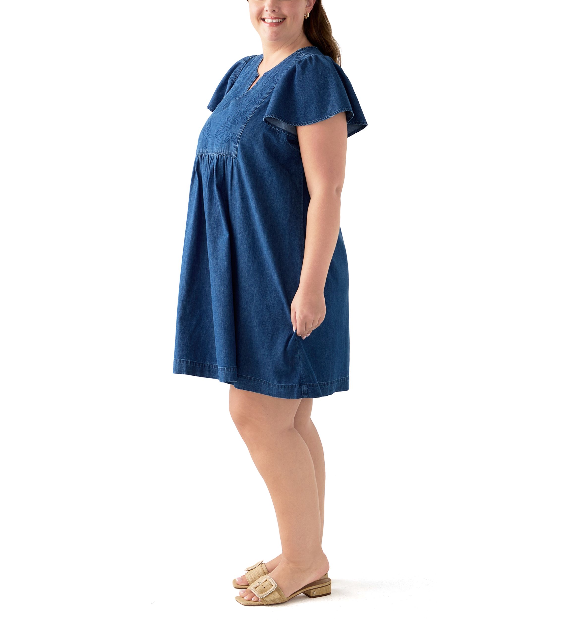Plus Size Short Sleeve Denim Dress