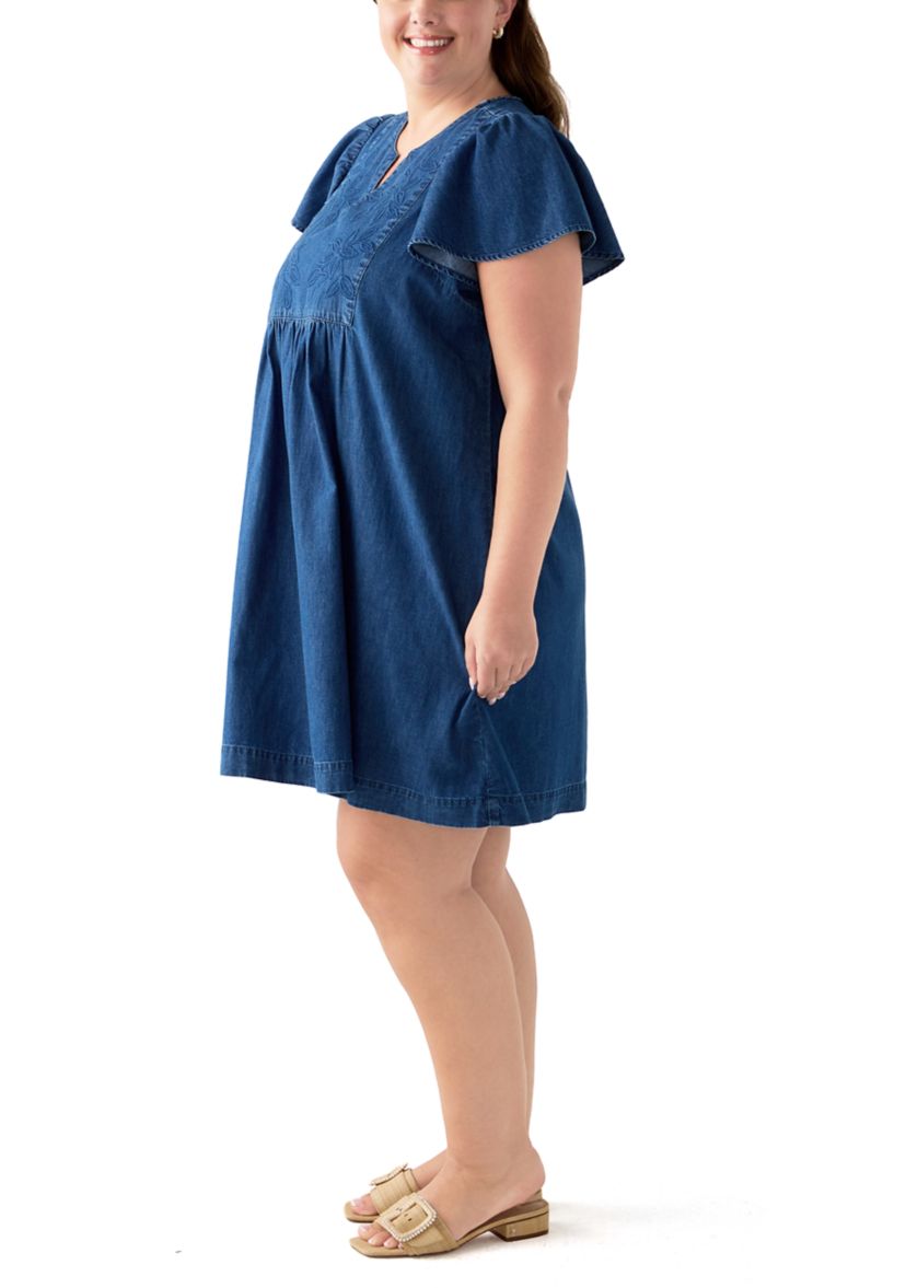 Plus Size Short Sleeve Denim Dress