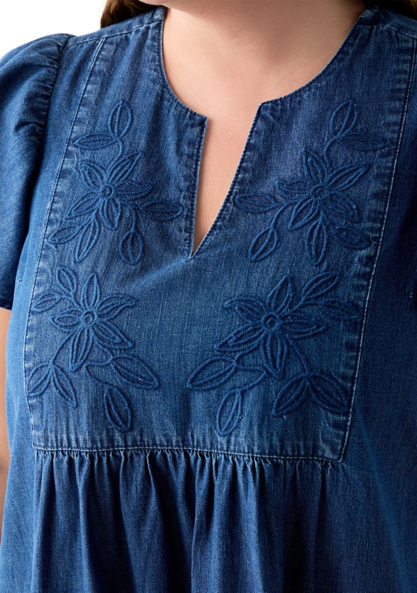 Plus Size Short Sleeve Denim Dress
