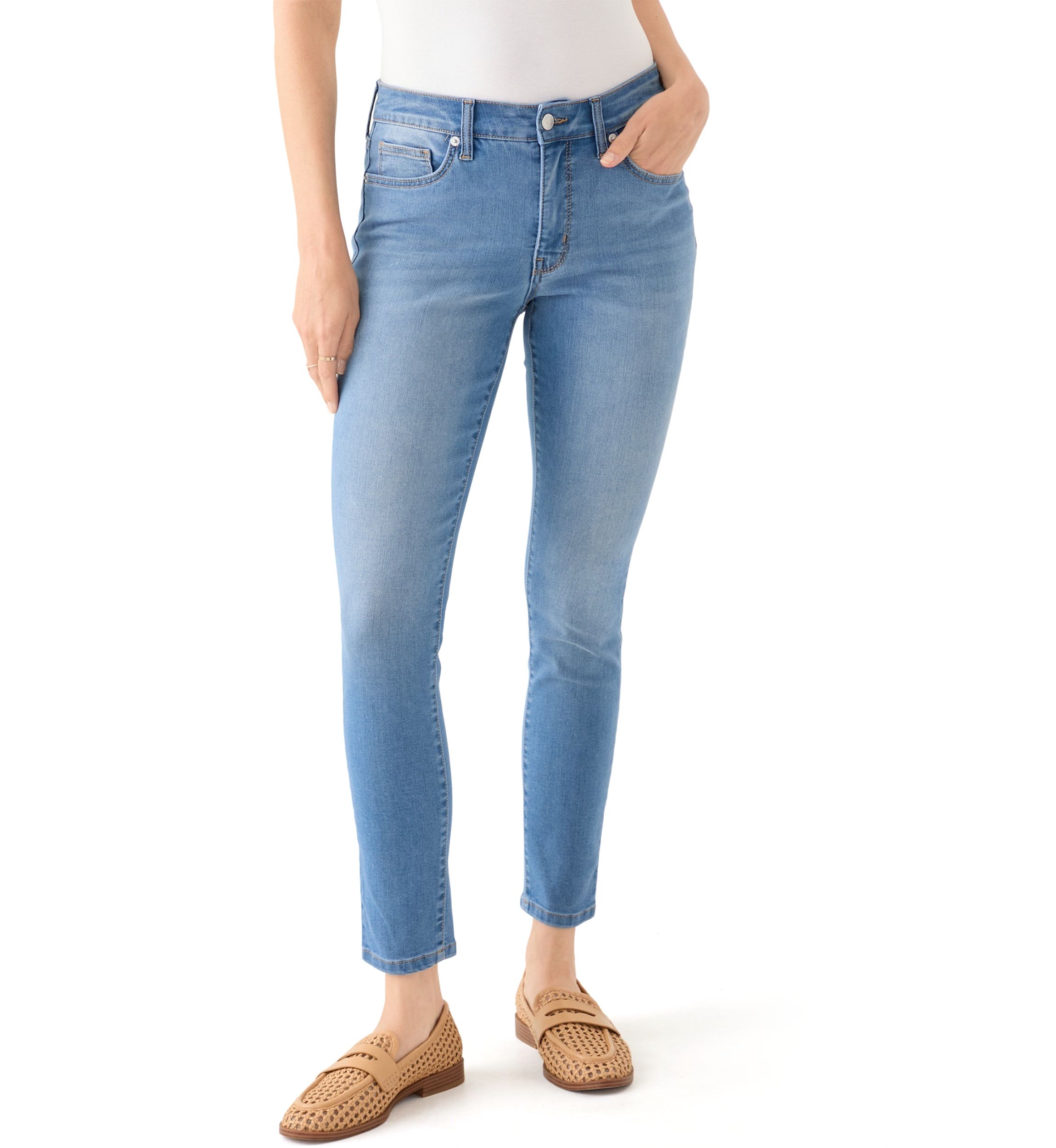 Womens Mid Rise Skinny Jeans
