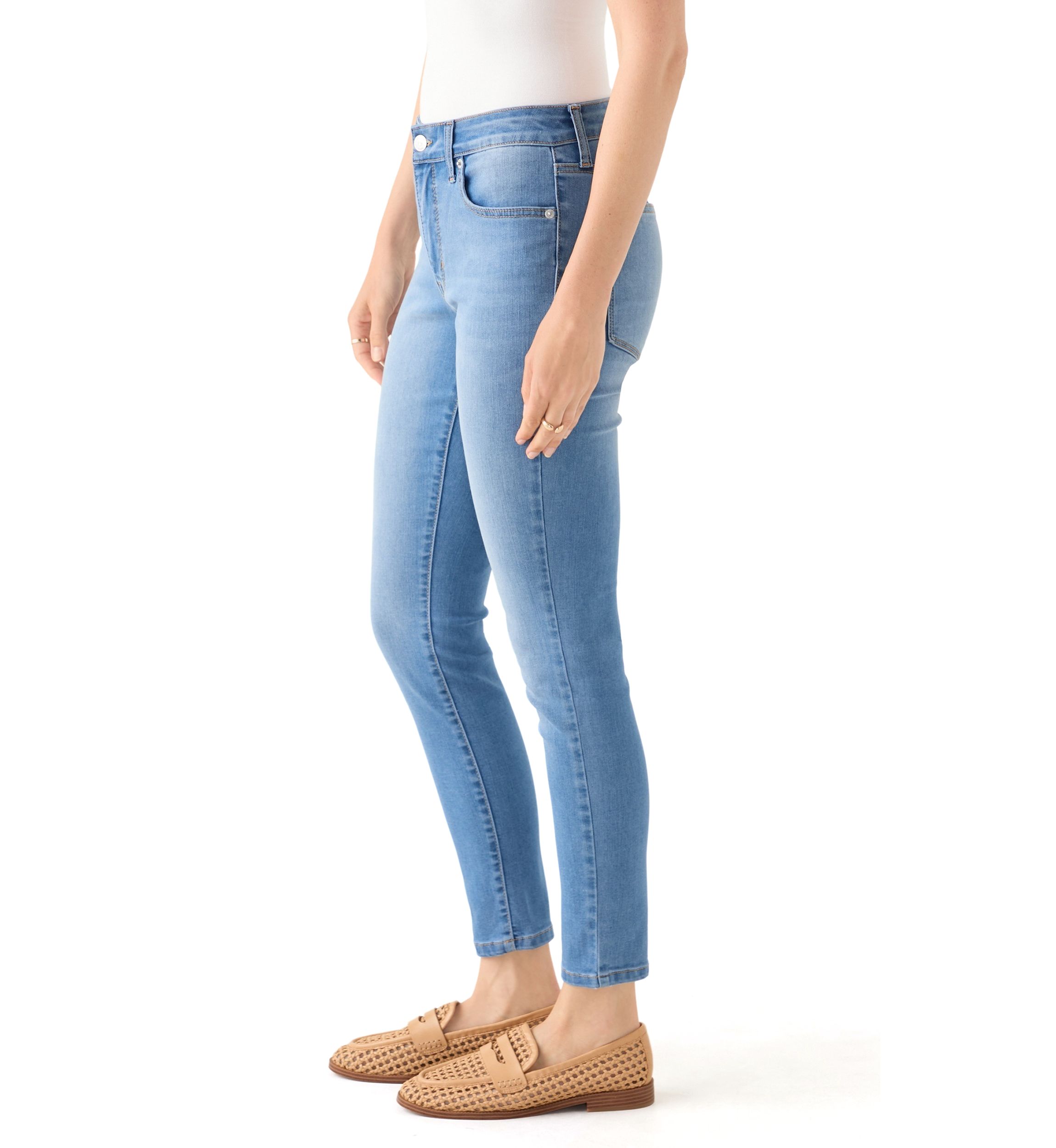 Womens Mid Rise Skinny Jeans