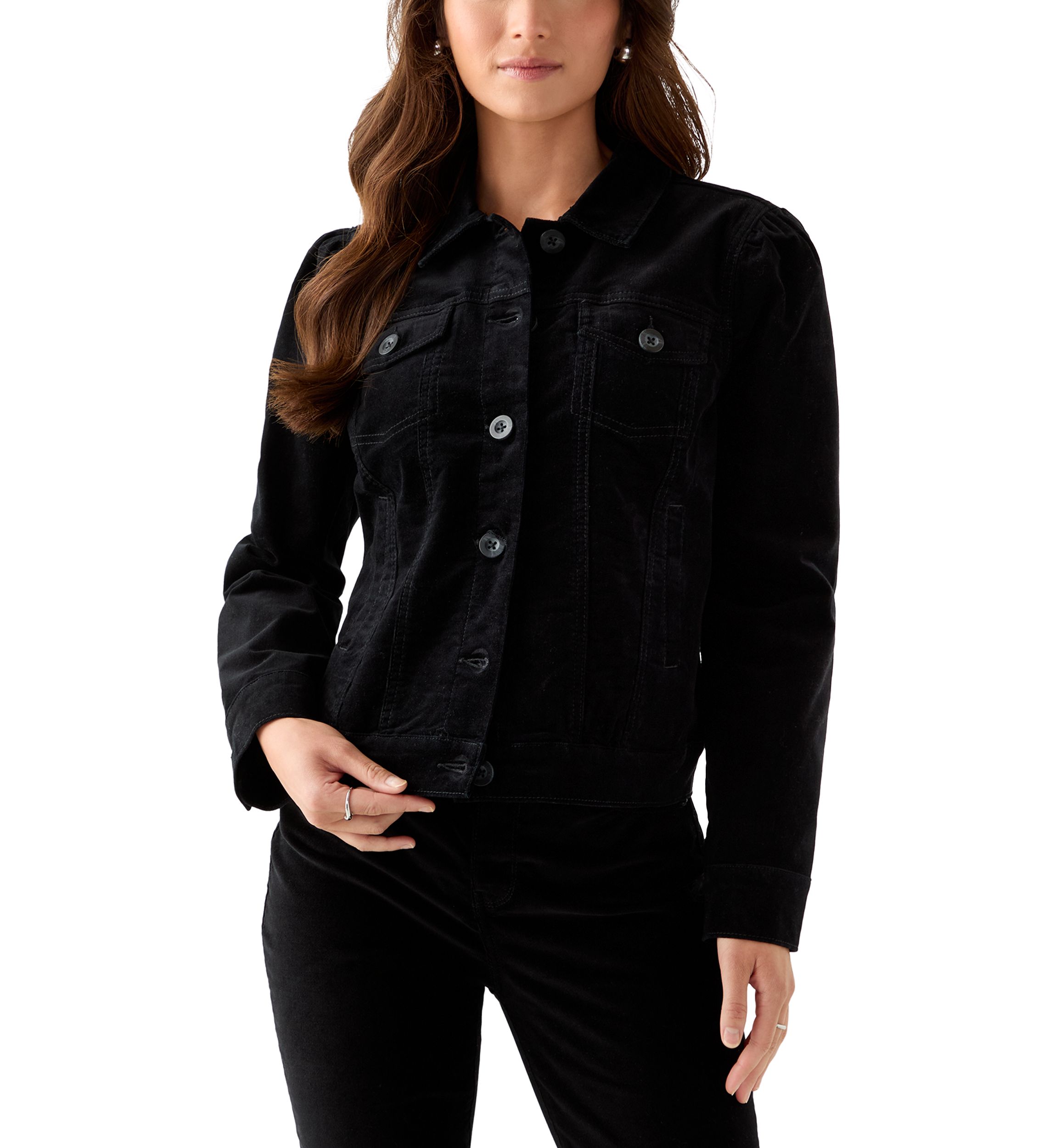 Petite Puff Sleeve Corduroy Jacket