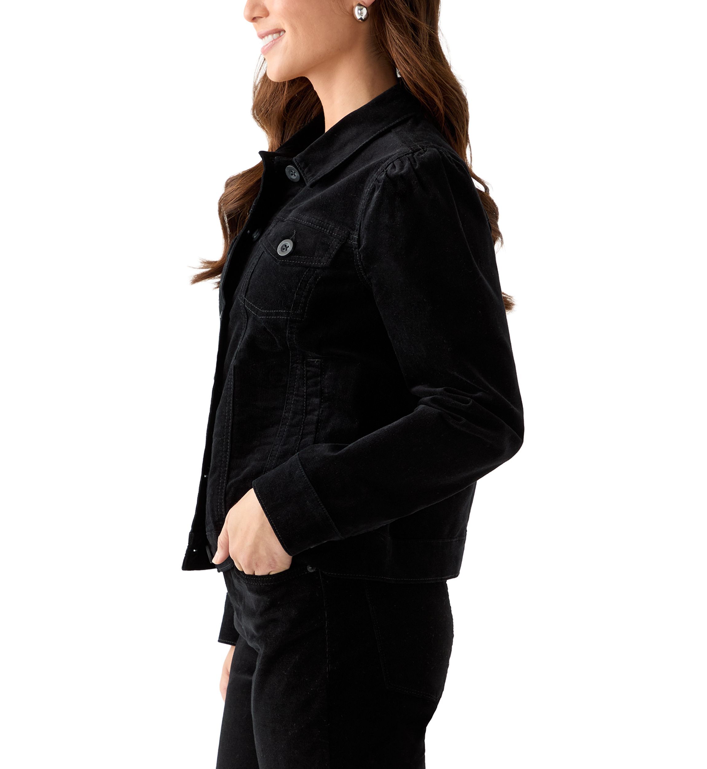 Petite Puff Sleeve Corduroy Jacket