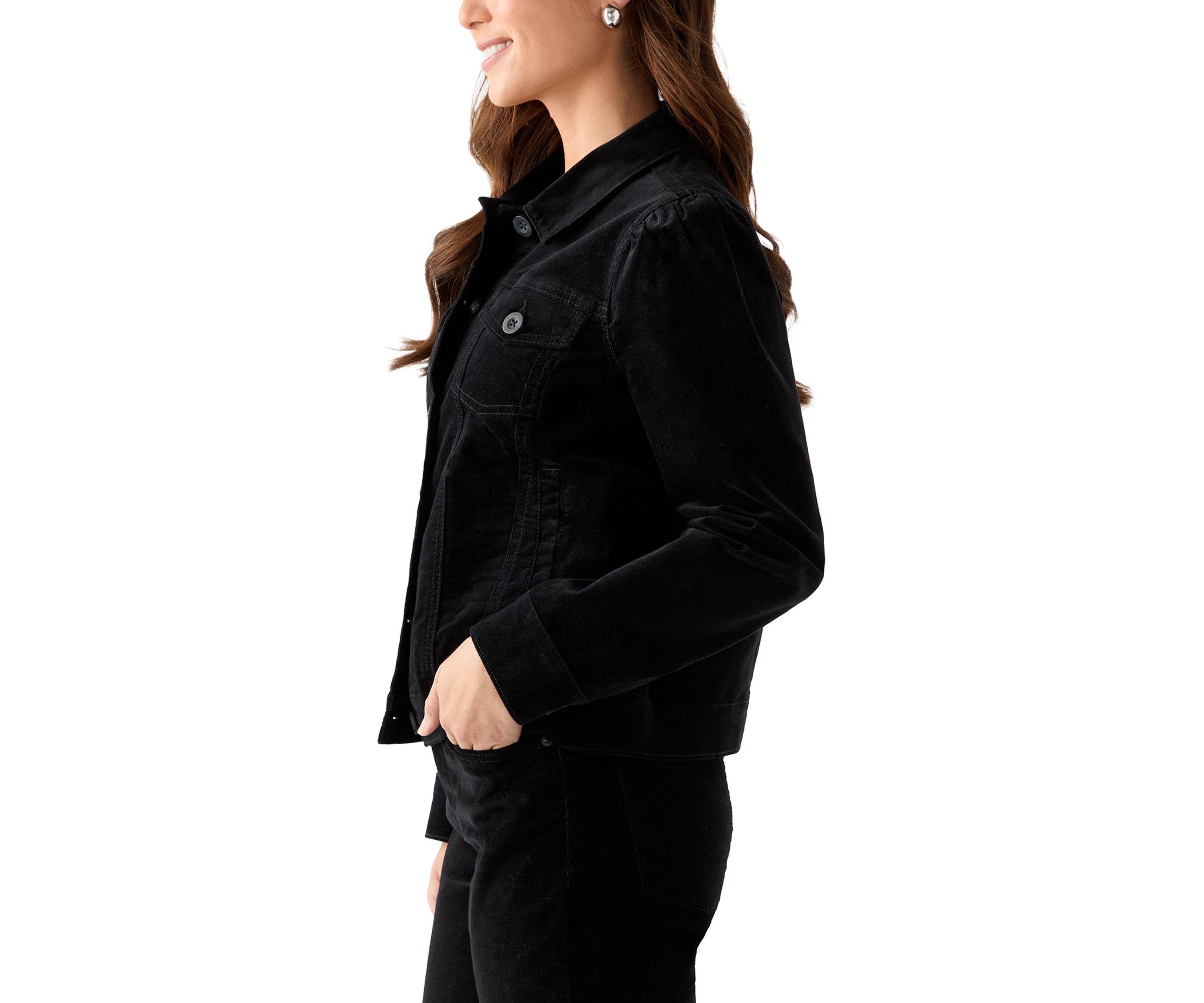 Petite Puff Sleeve Corduroy Jacket
