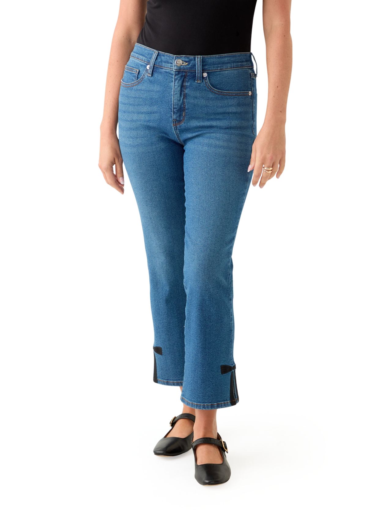 Petite Kick Flare Bow Hem Jeans 