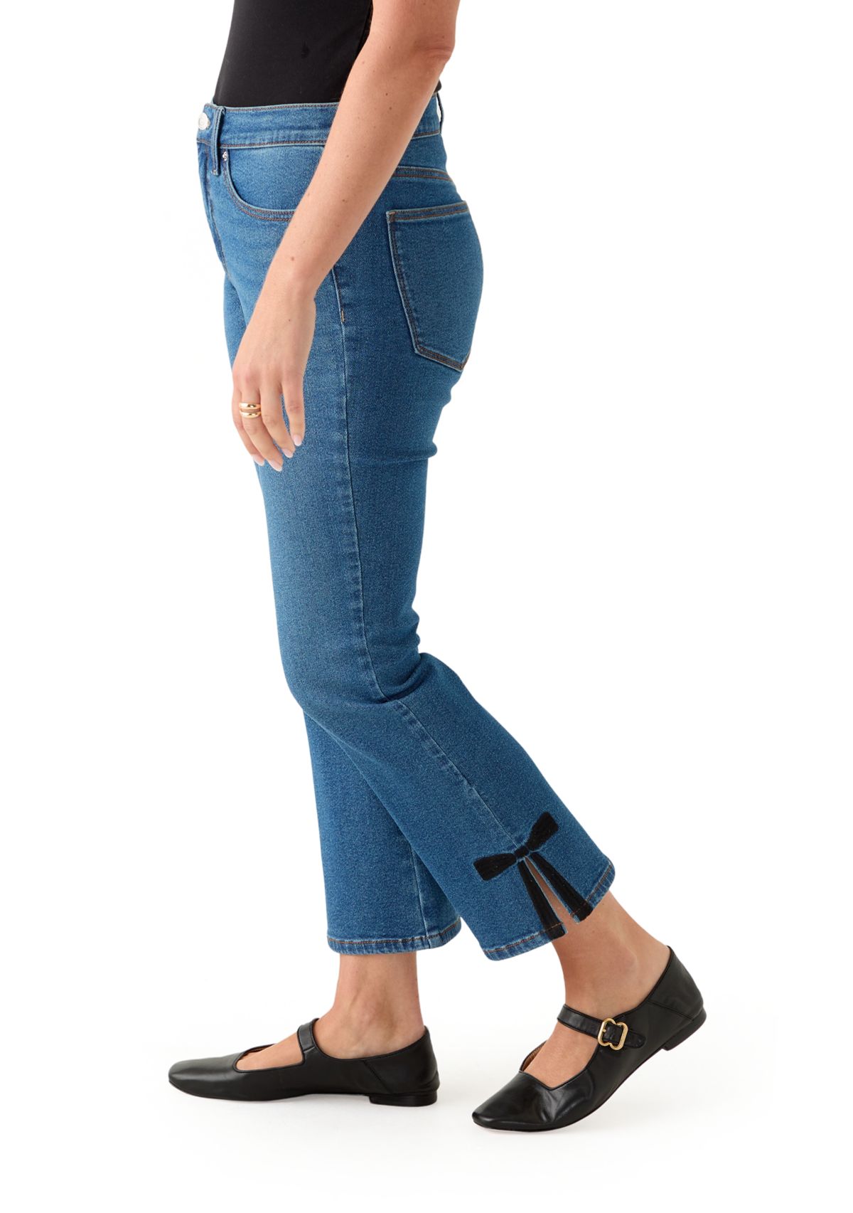 Petite Kick Flare Bow Hem Jeans 