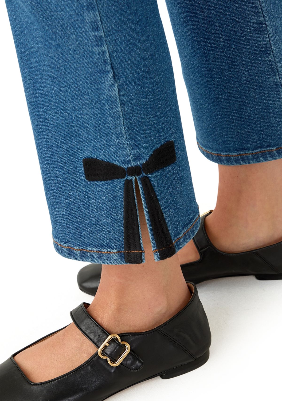 Petite Kick Flare Bow Hem Jeans 