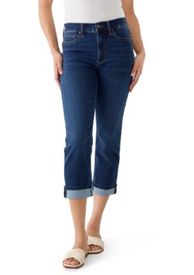 Crown & Ivy Women's Roll Cropped Straight Leg Jeans, 8